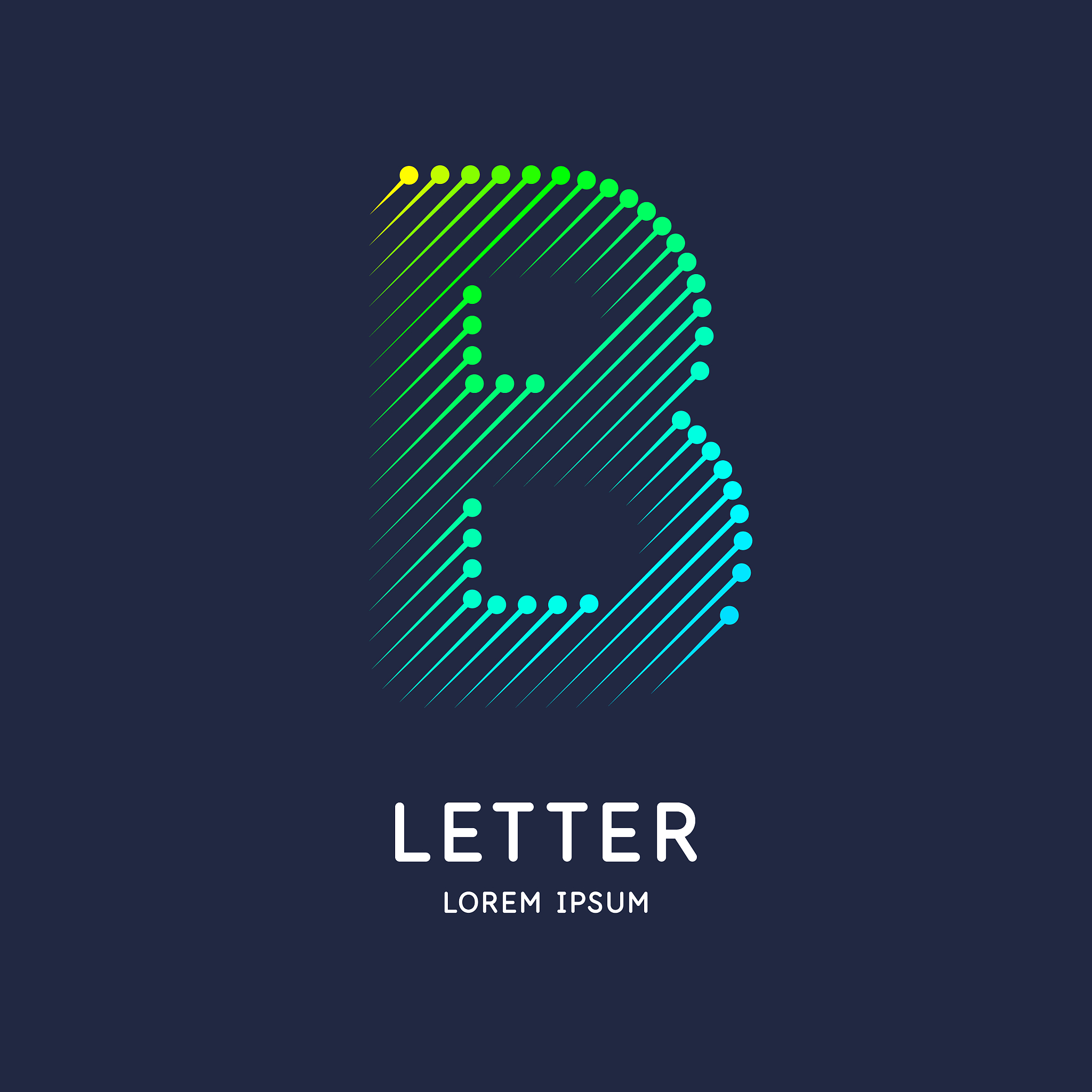 the letter b of the latin alphabet. display character in a brigh