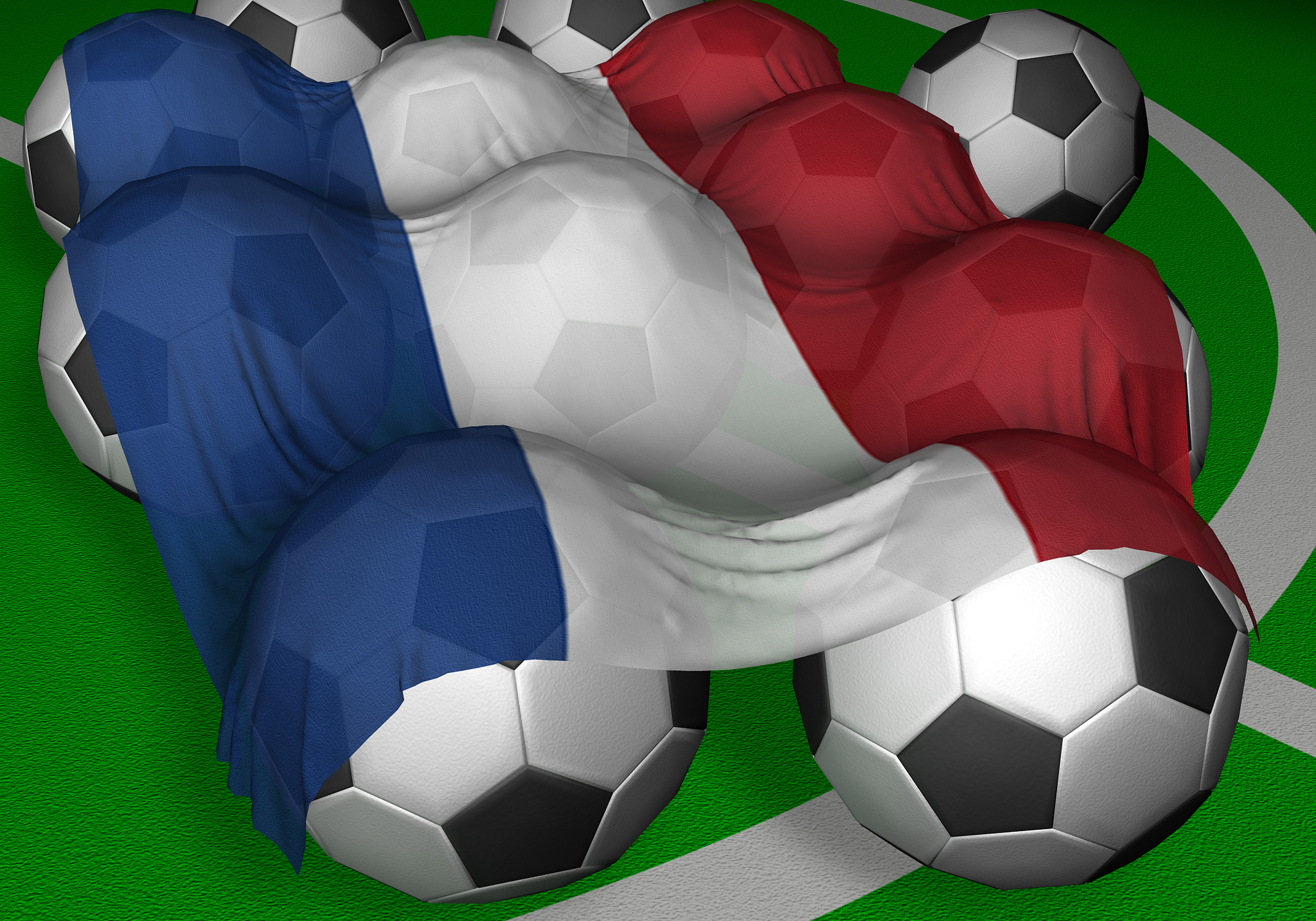 3d-rendering netherlands flag and soccer-balls