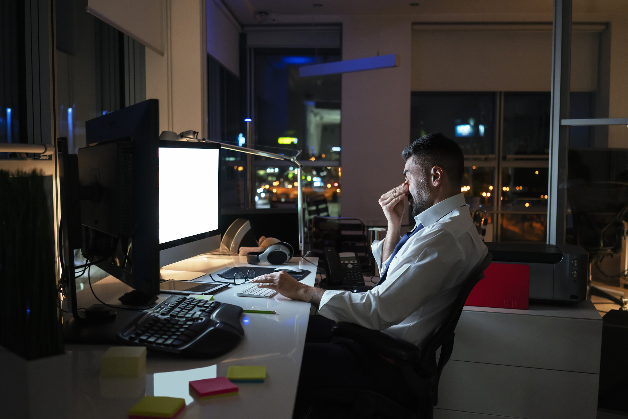 working late