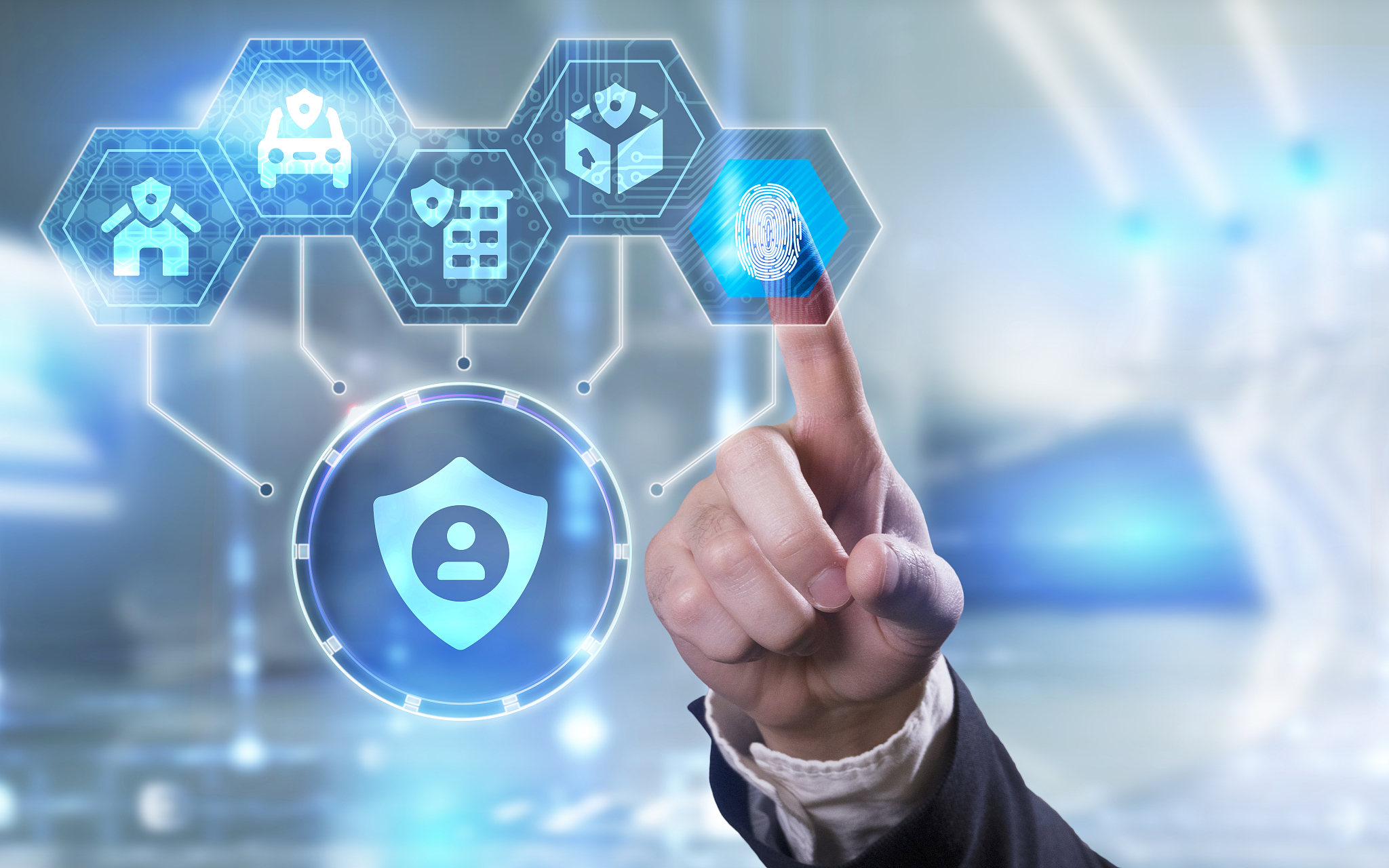 insurance concept. client click on insure button. insurance icon