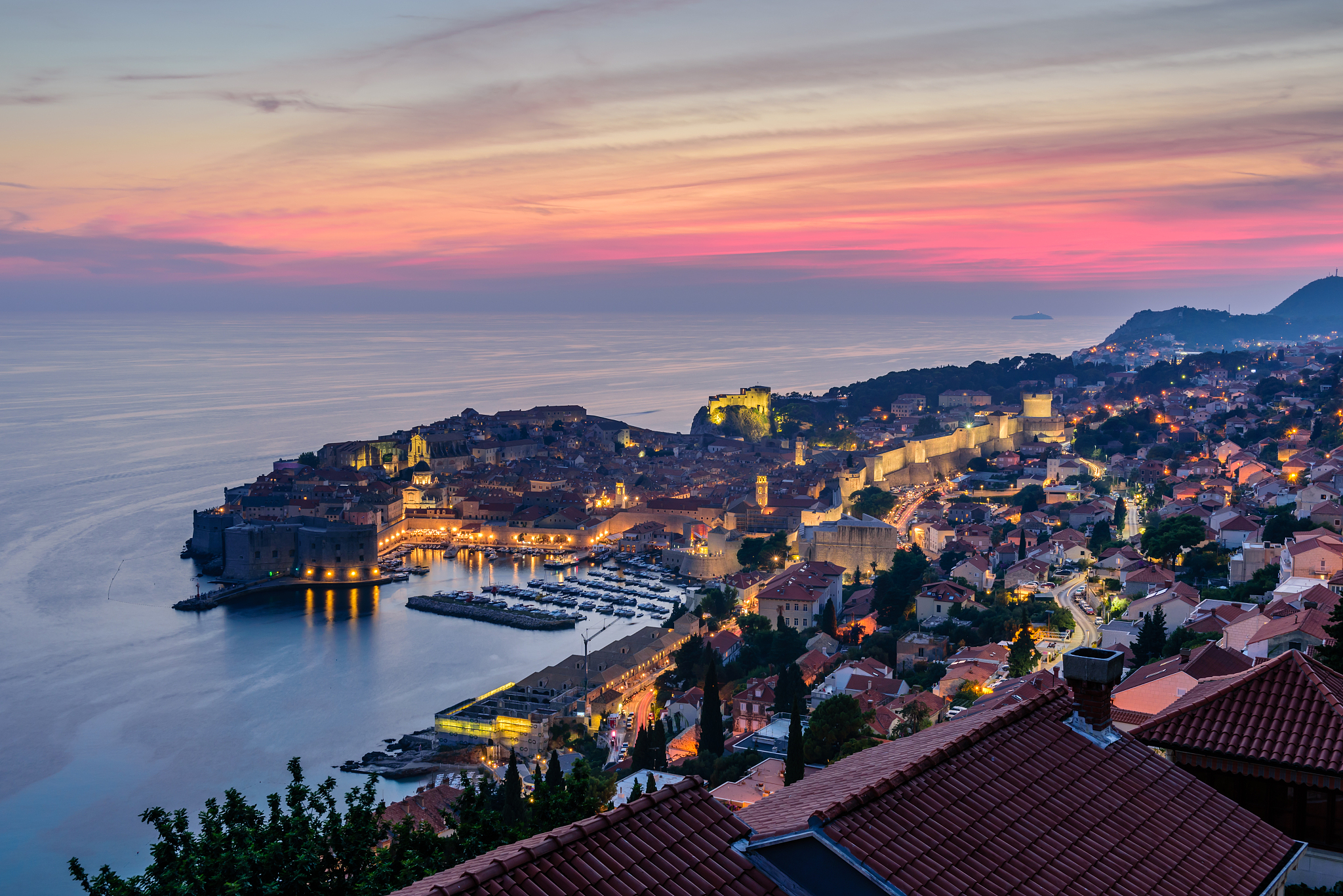 beautiful night view of dubrovnik