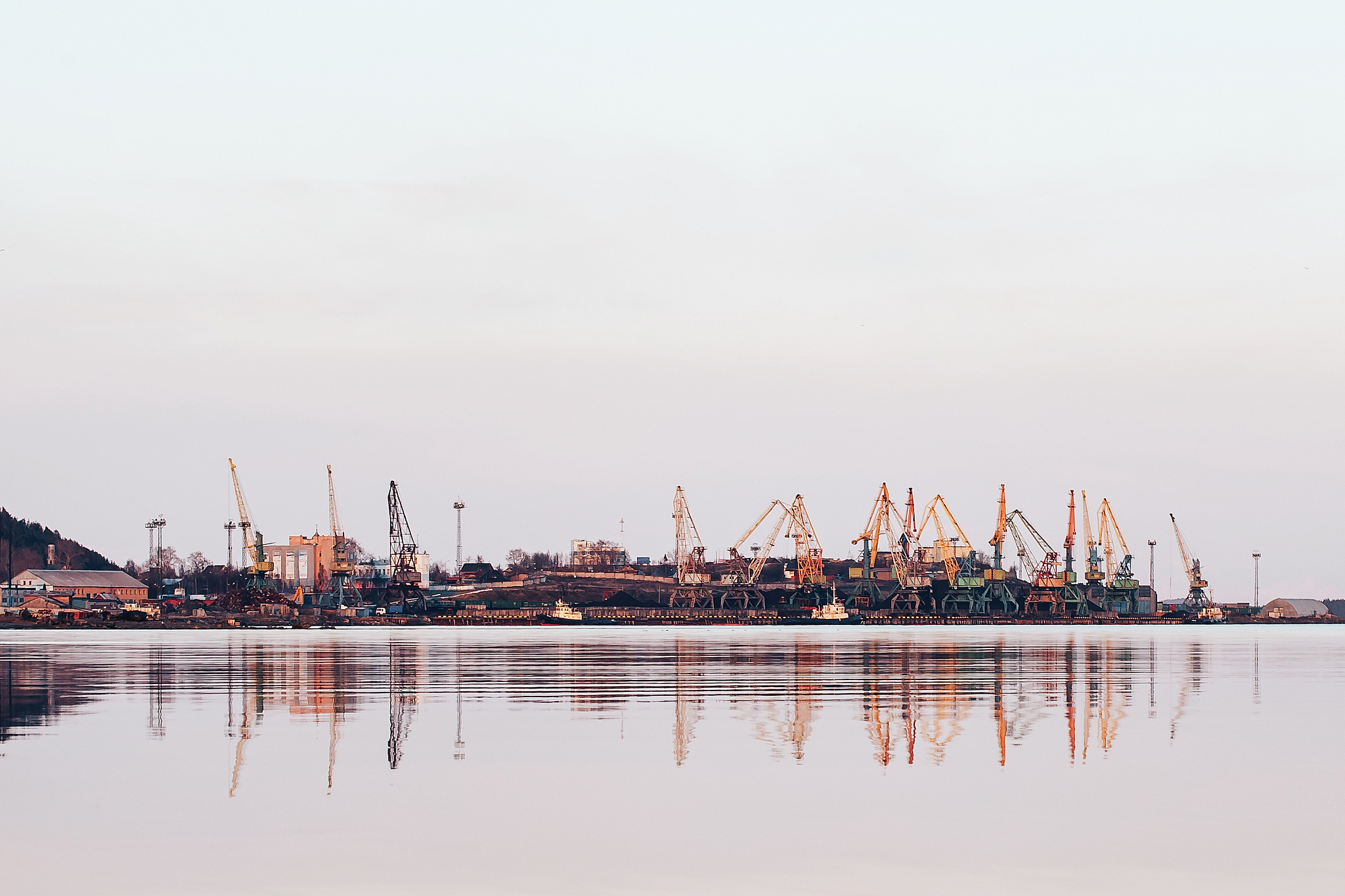 cargo port and cranes landscape