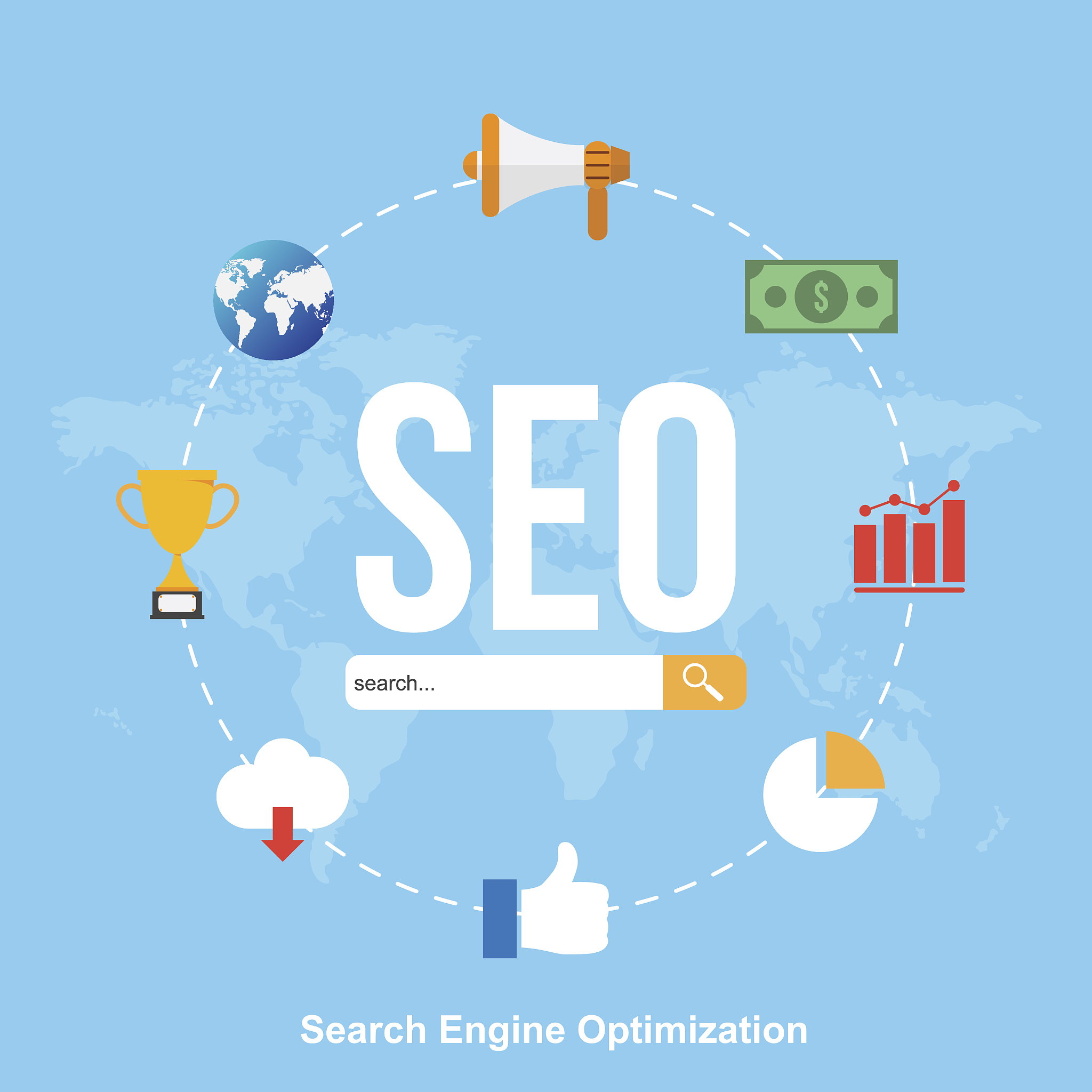 seo , search engine optimization. icons set of information and w
