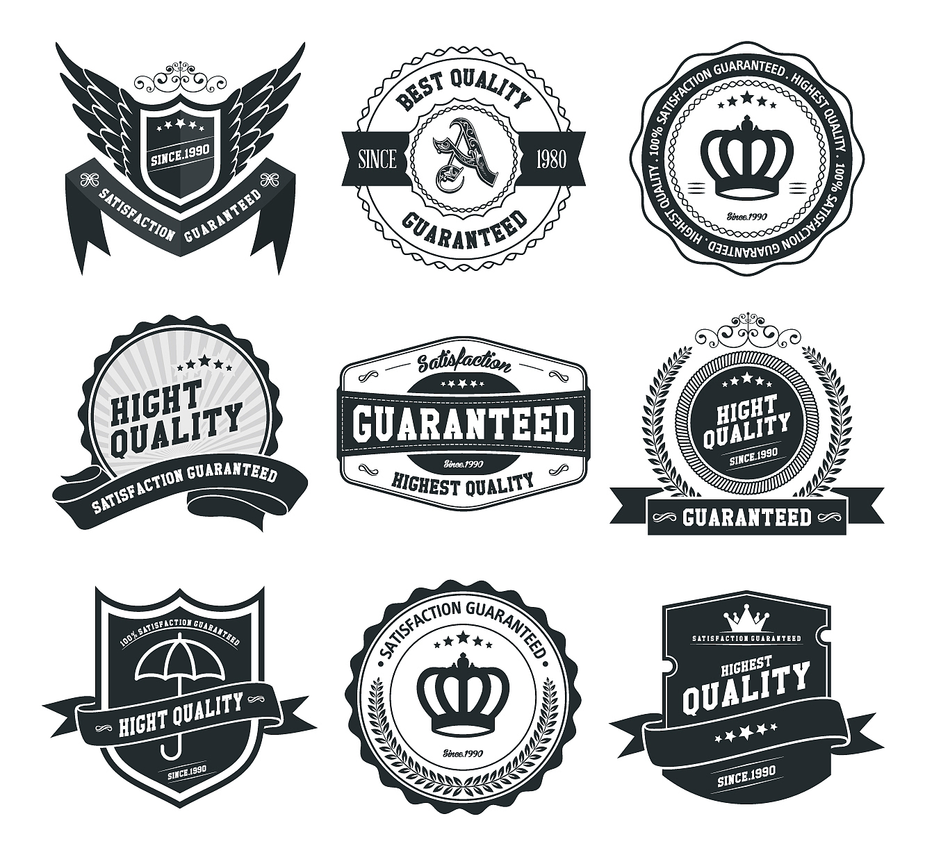 badges and labels set