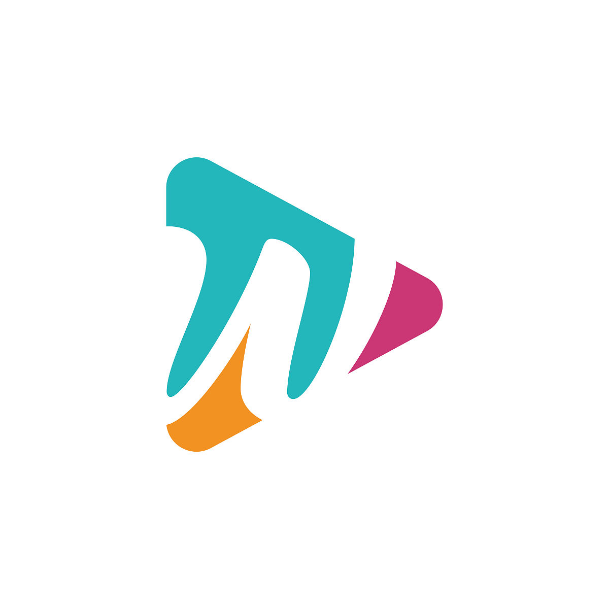 播放logo与字母w的logo模板,平面风格丰富多彩的logo.