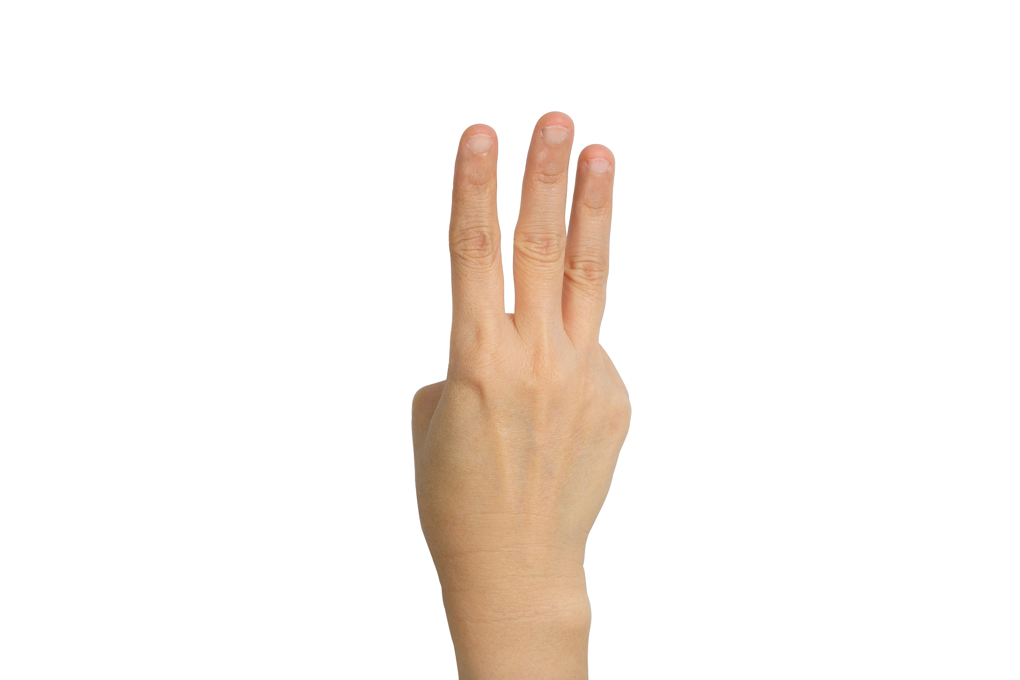 hand is showing three fingers