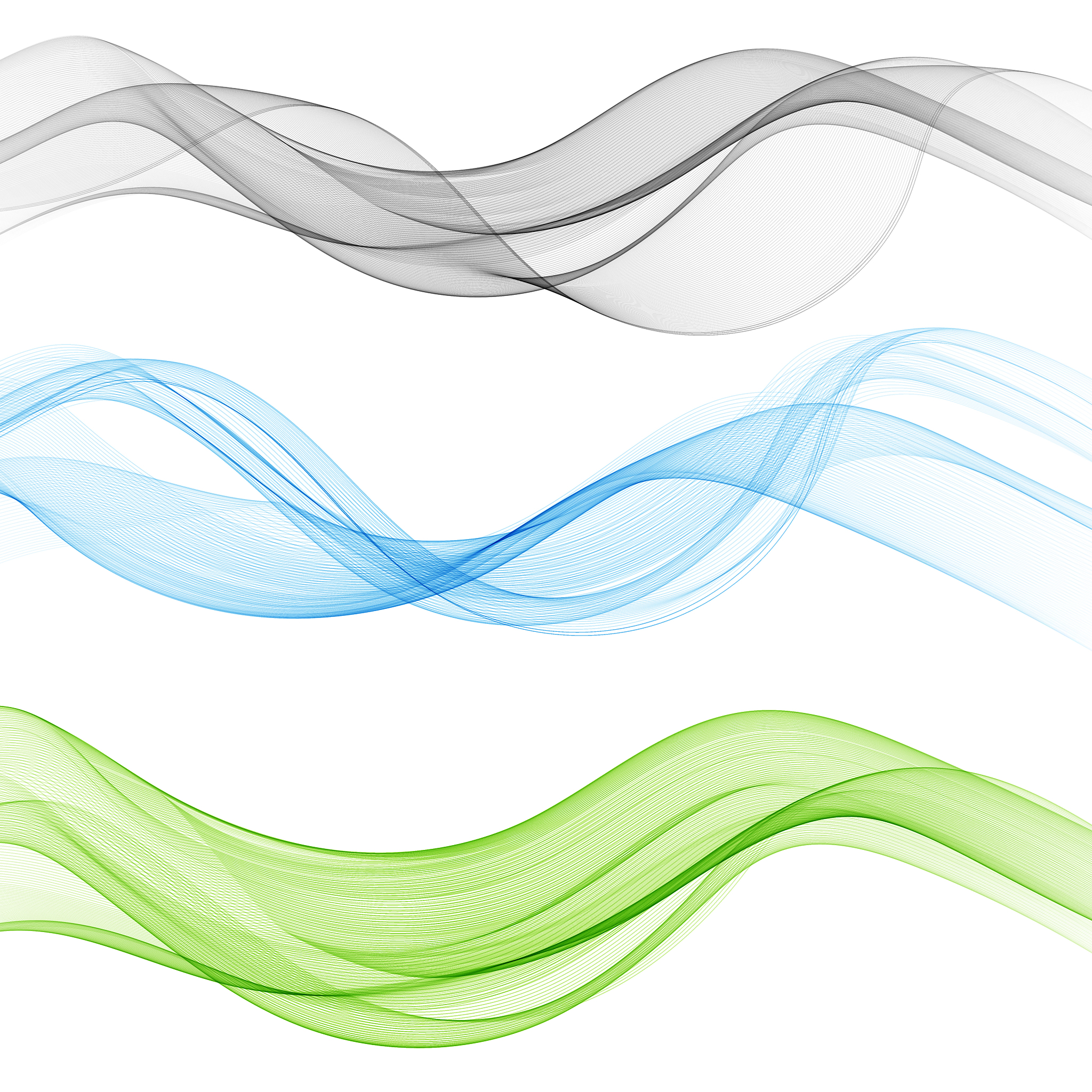 vector set abstract wave pattern. blue wave. green wave. gray wa