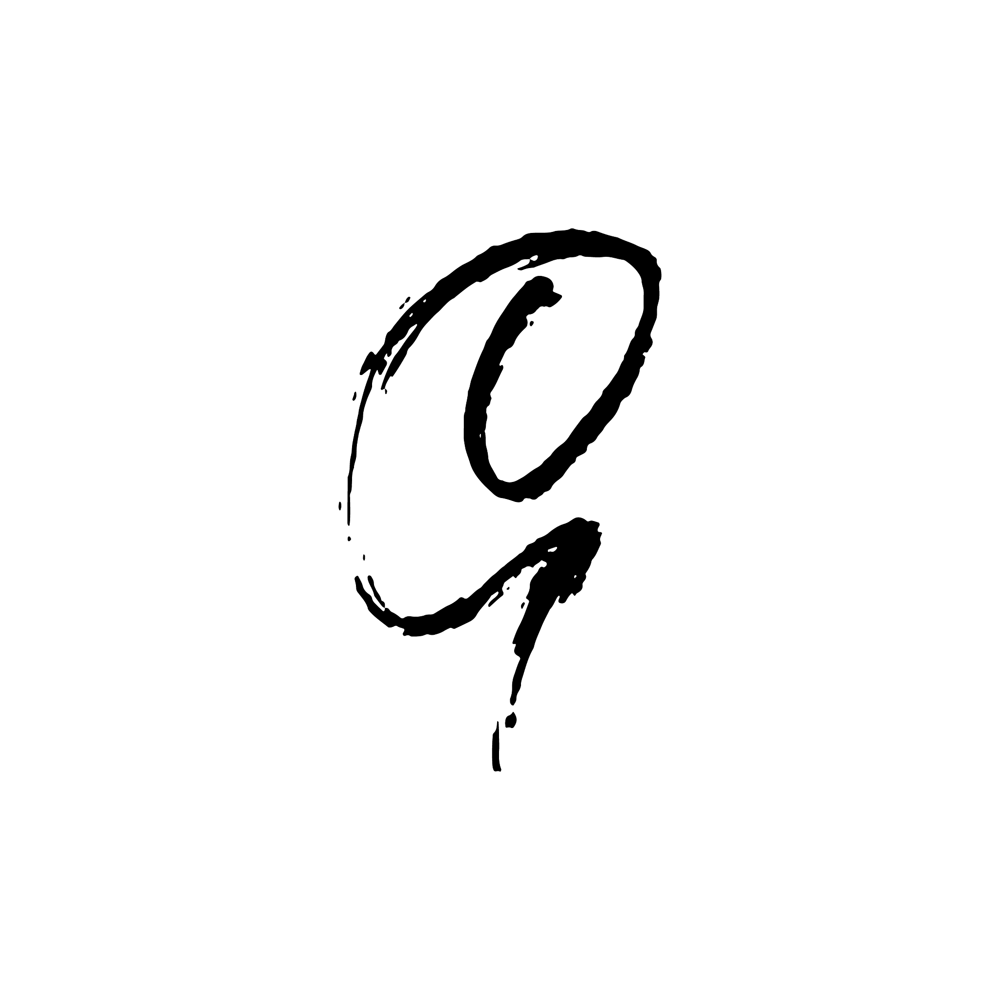 l<strong>e</strong>tter g handwritten by dry brush rough strokes