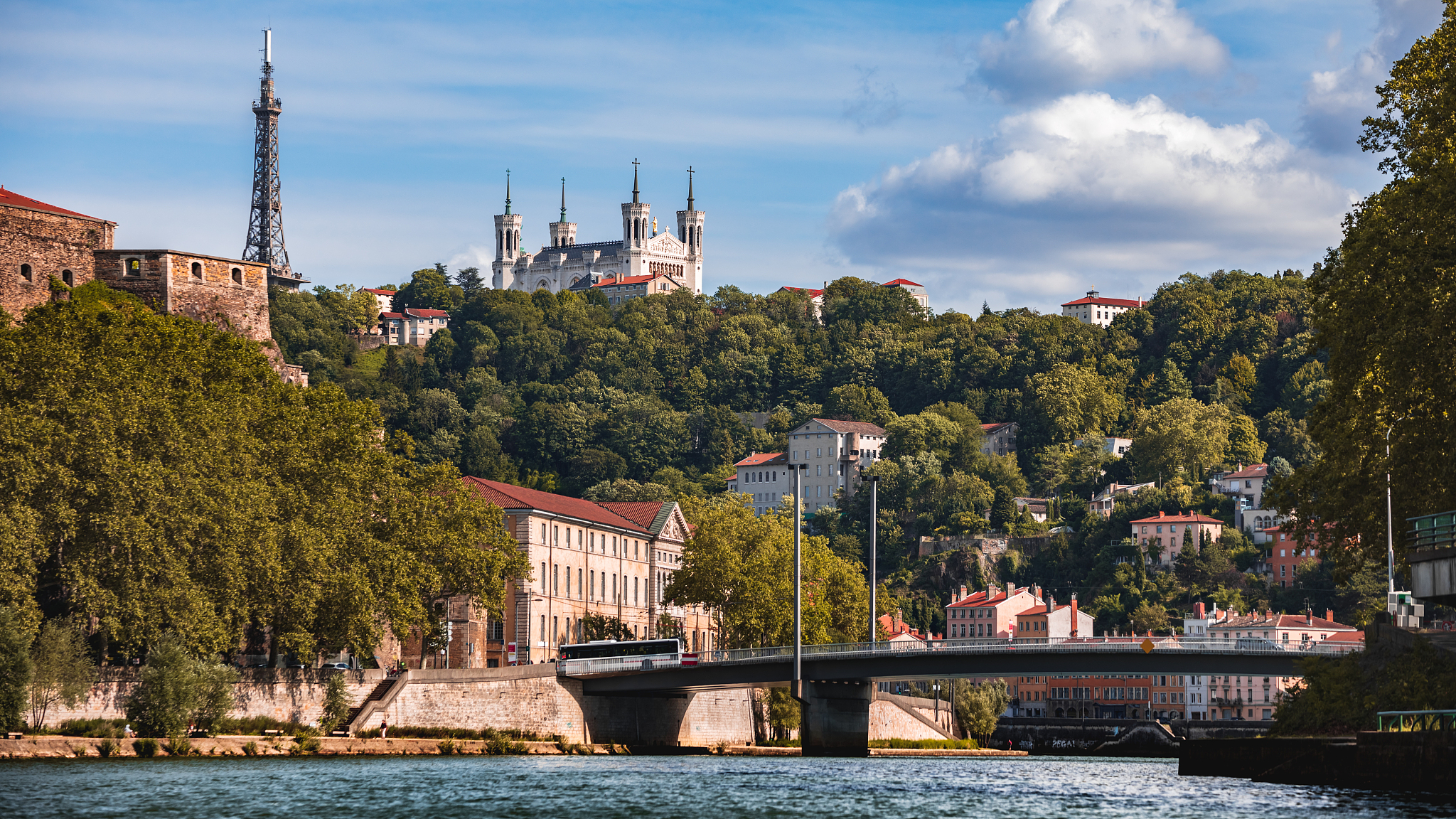 fourviere hill with basilica notre dame de fourviere and communi