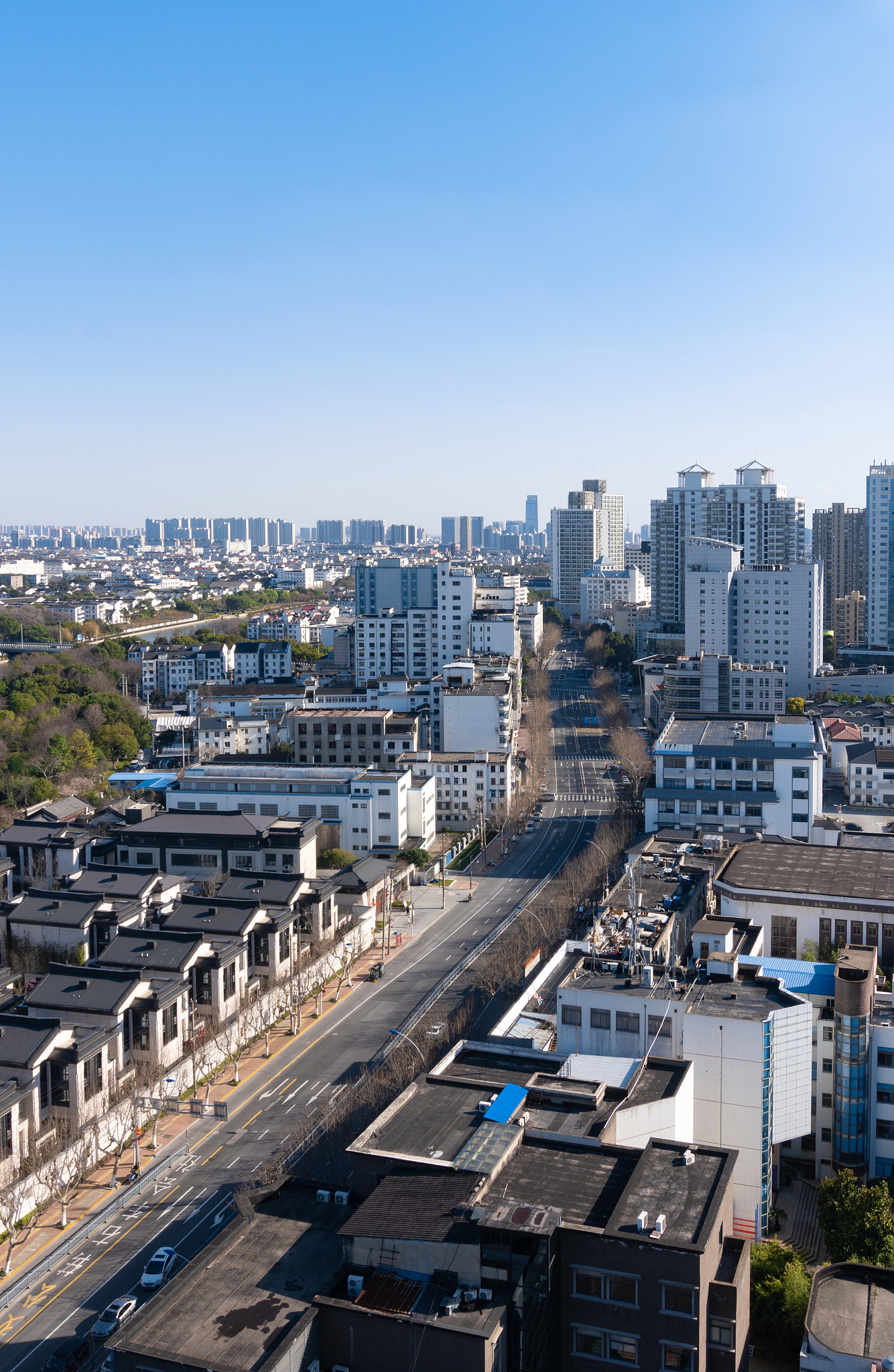 航拍苏州市区城市风光