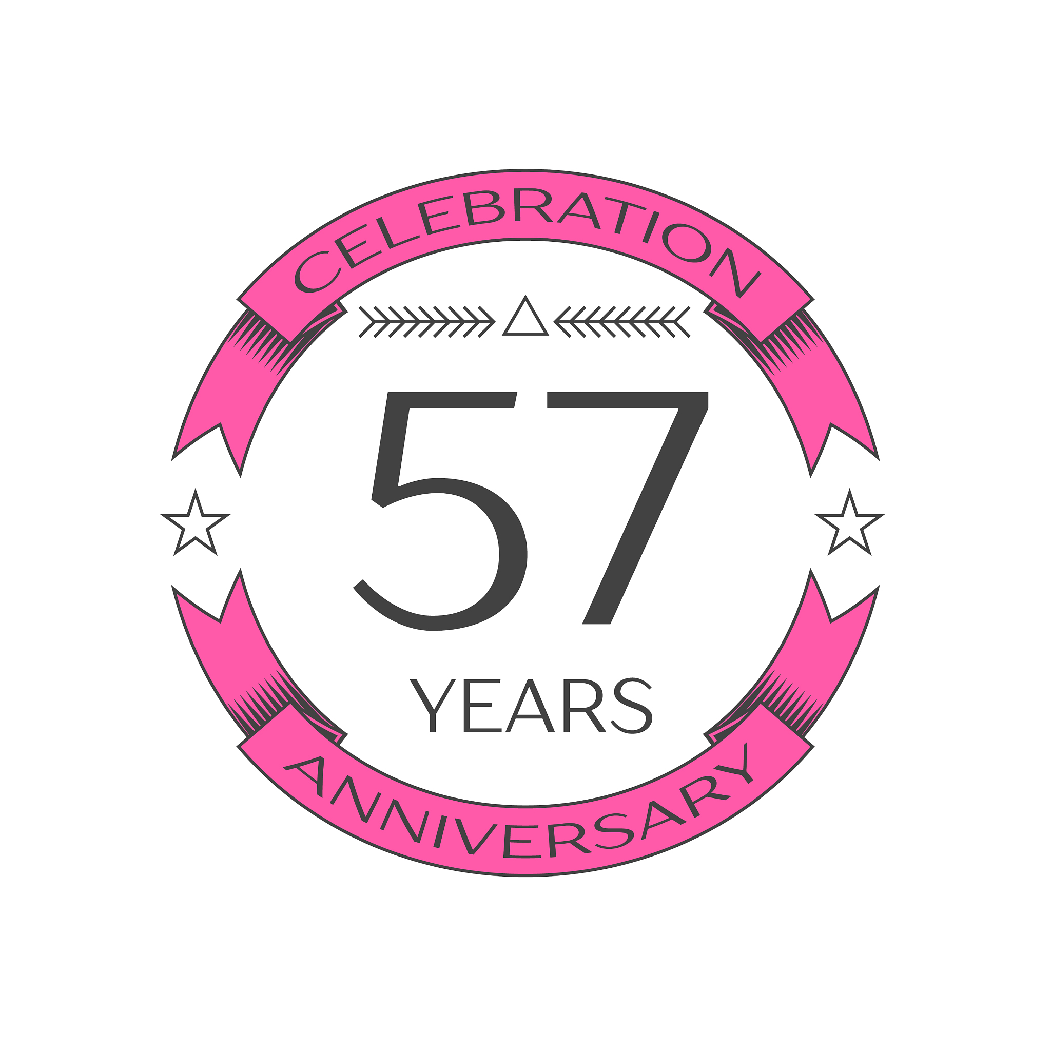 fifty seven years anniversary celebration logo