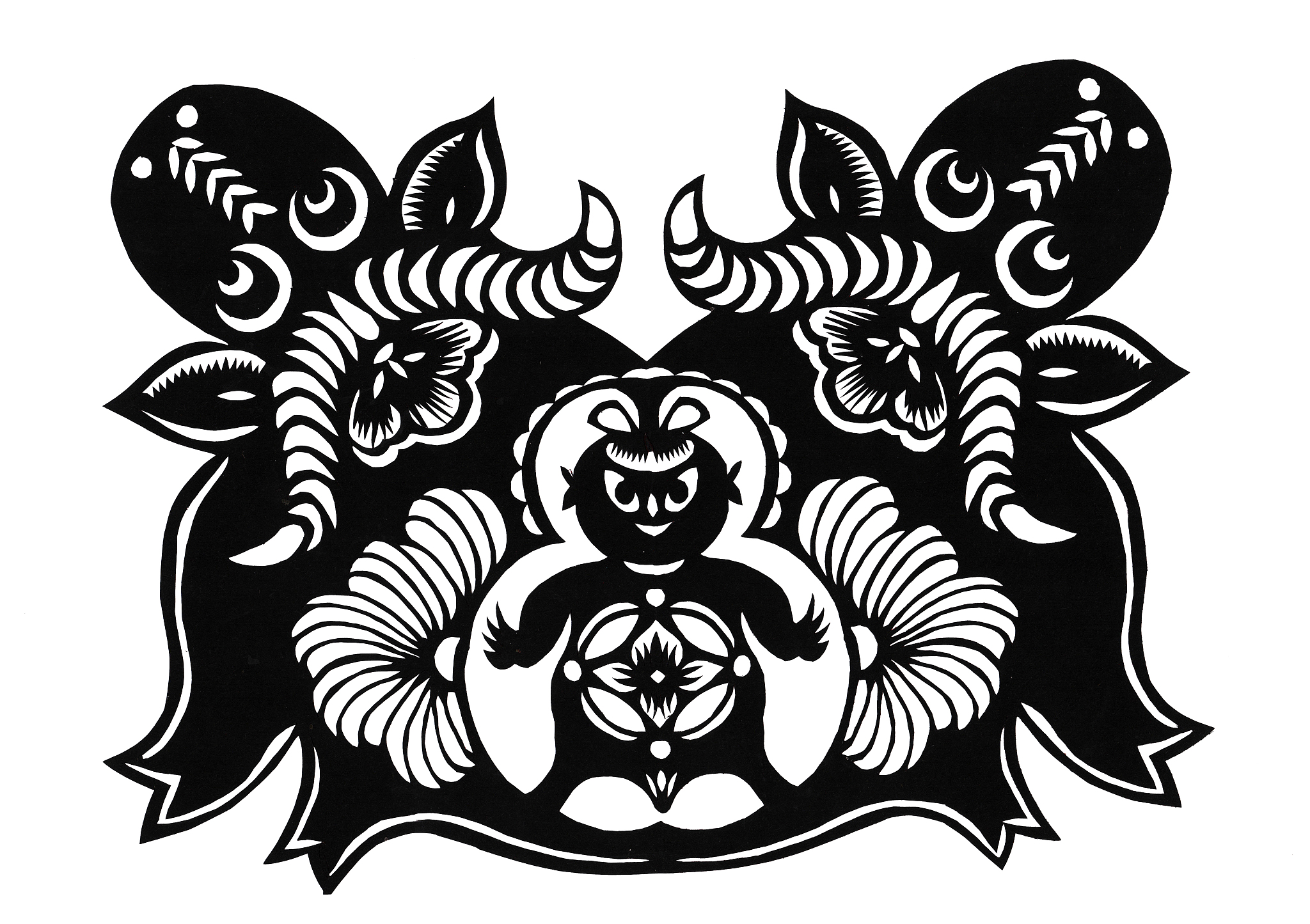 请帮我描述一张图片，内容有：图案的整体形状是一只牛头，左边一半是牛脸的左半边，右边一半是各种花卉组成的牛脸右半边，非常有创意，以抒情的手法描述出对牛与花的赞美