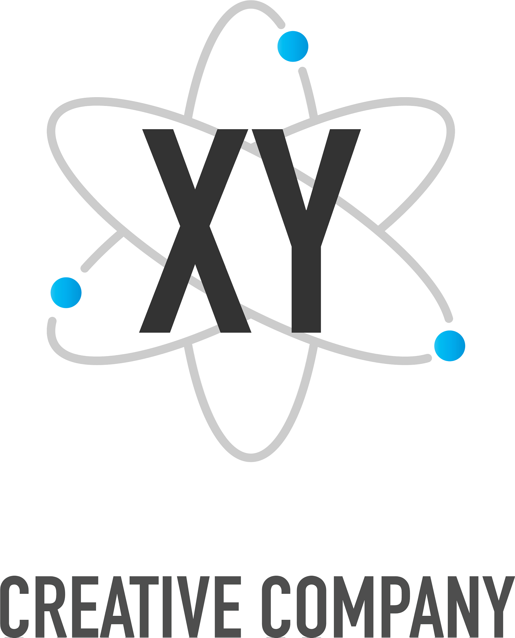 initial letter xy atom neutron design logo