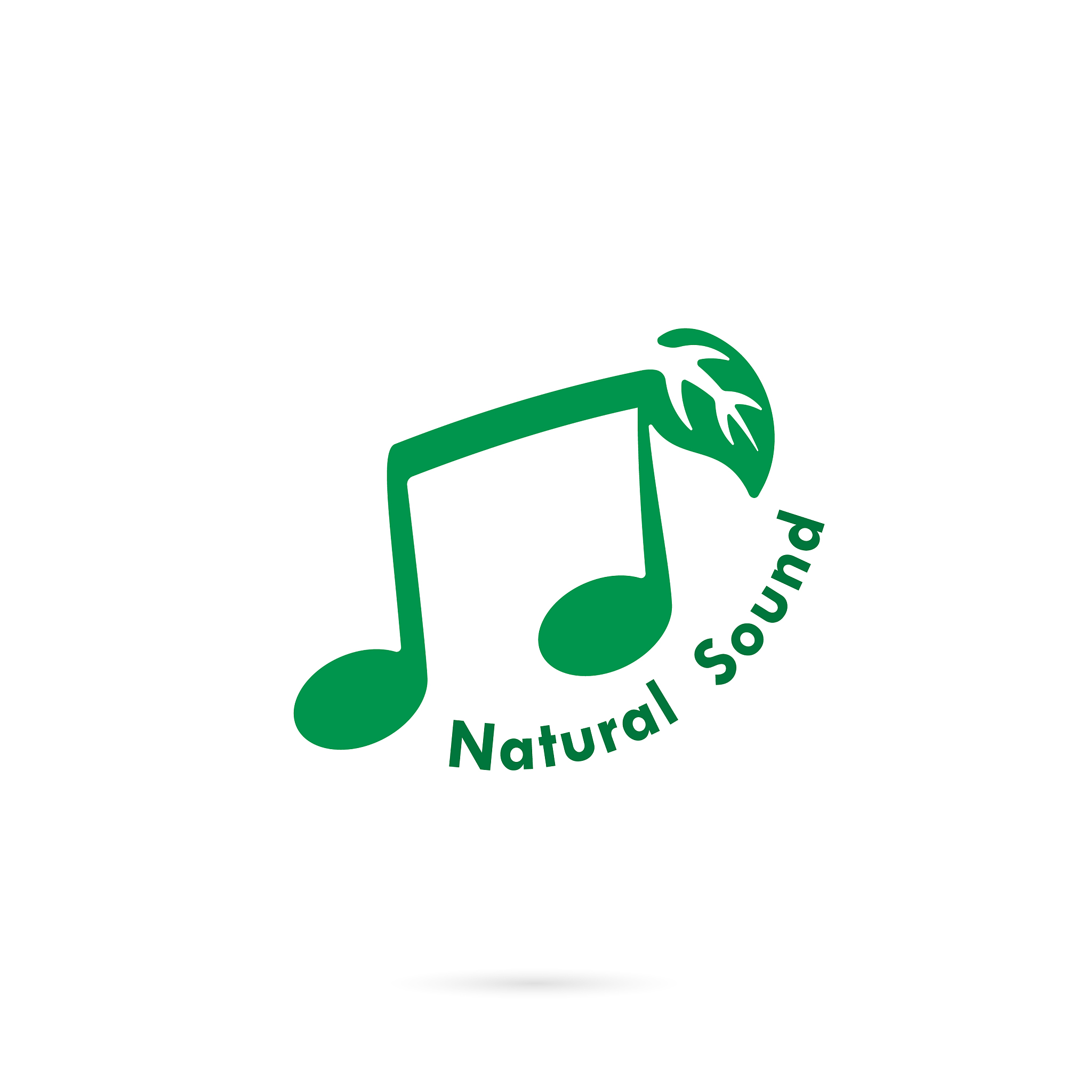 green leaves icon with musical note logo design