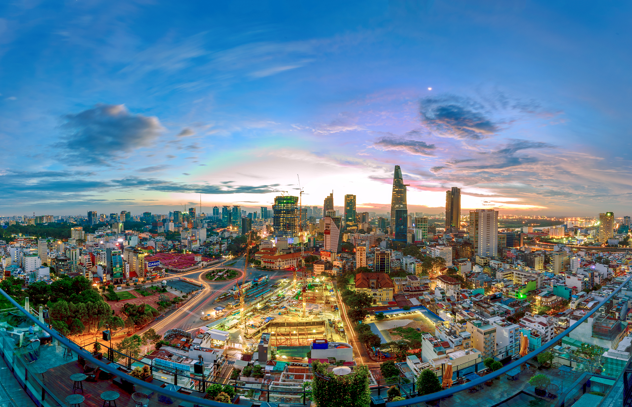 sunrise on benthanh land at ho chi minh city