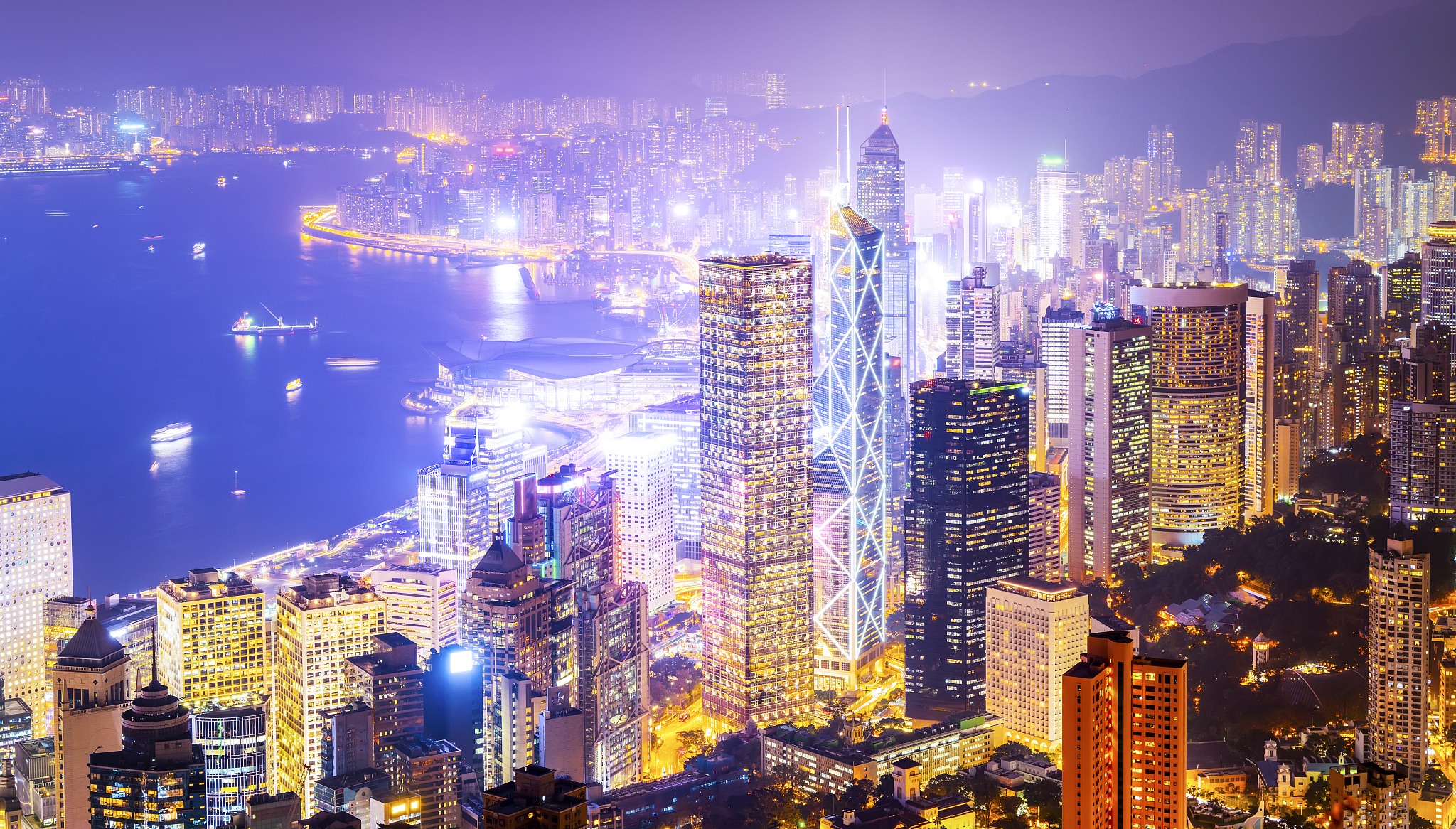 skyline of architectural landscape in central city of hong kong
