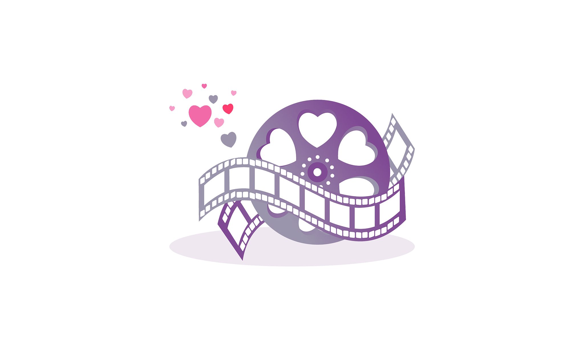 love movie heart cinema film creative simple logo