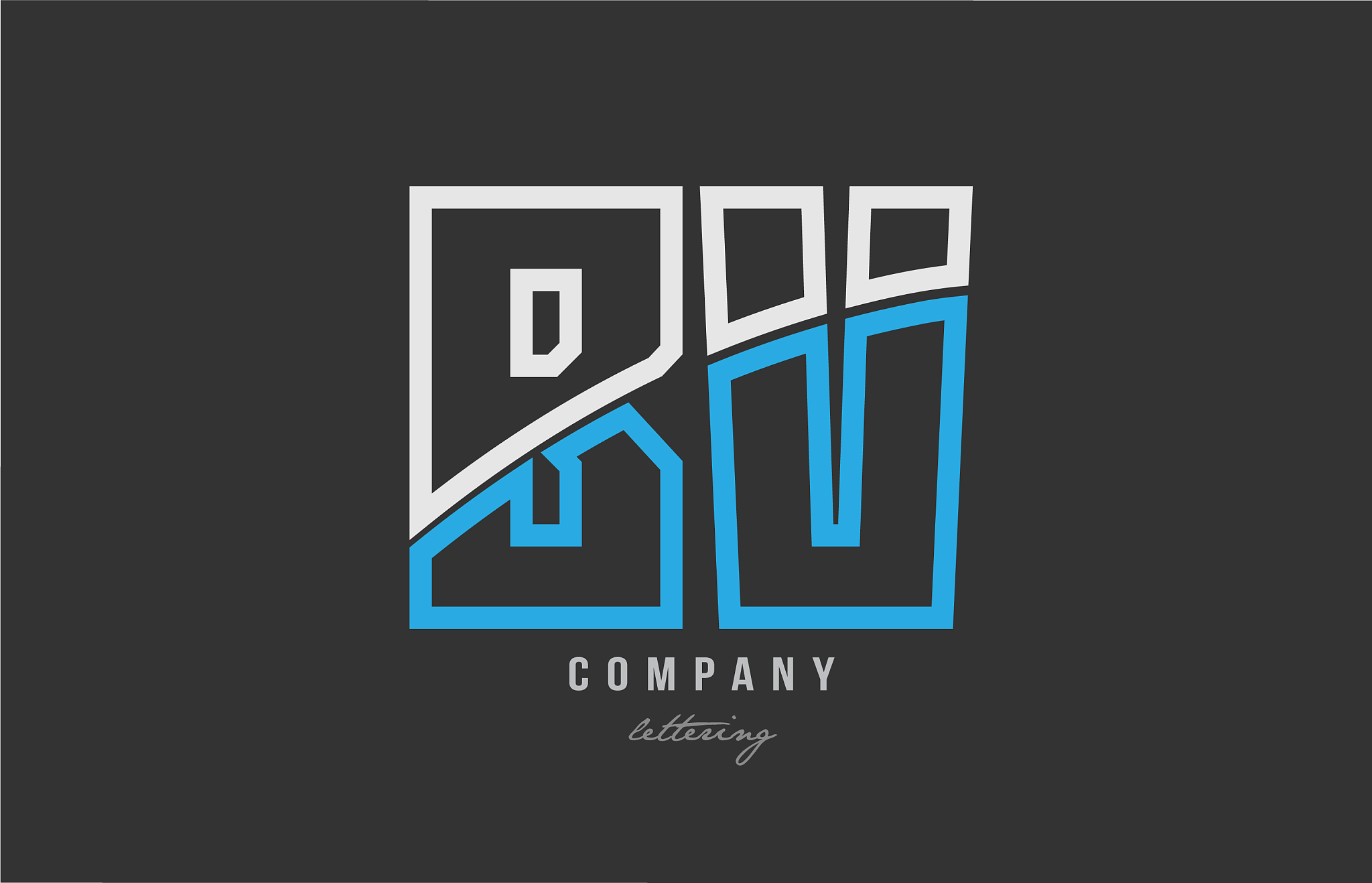 white blue alphabet letter bv b v logo icon design