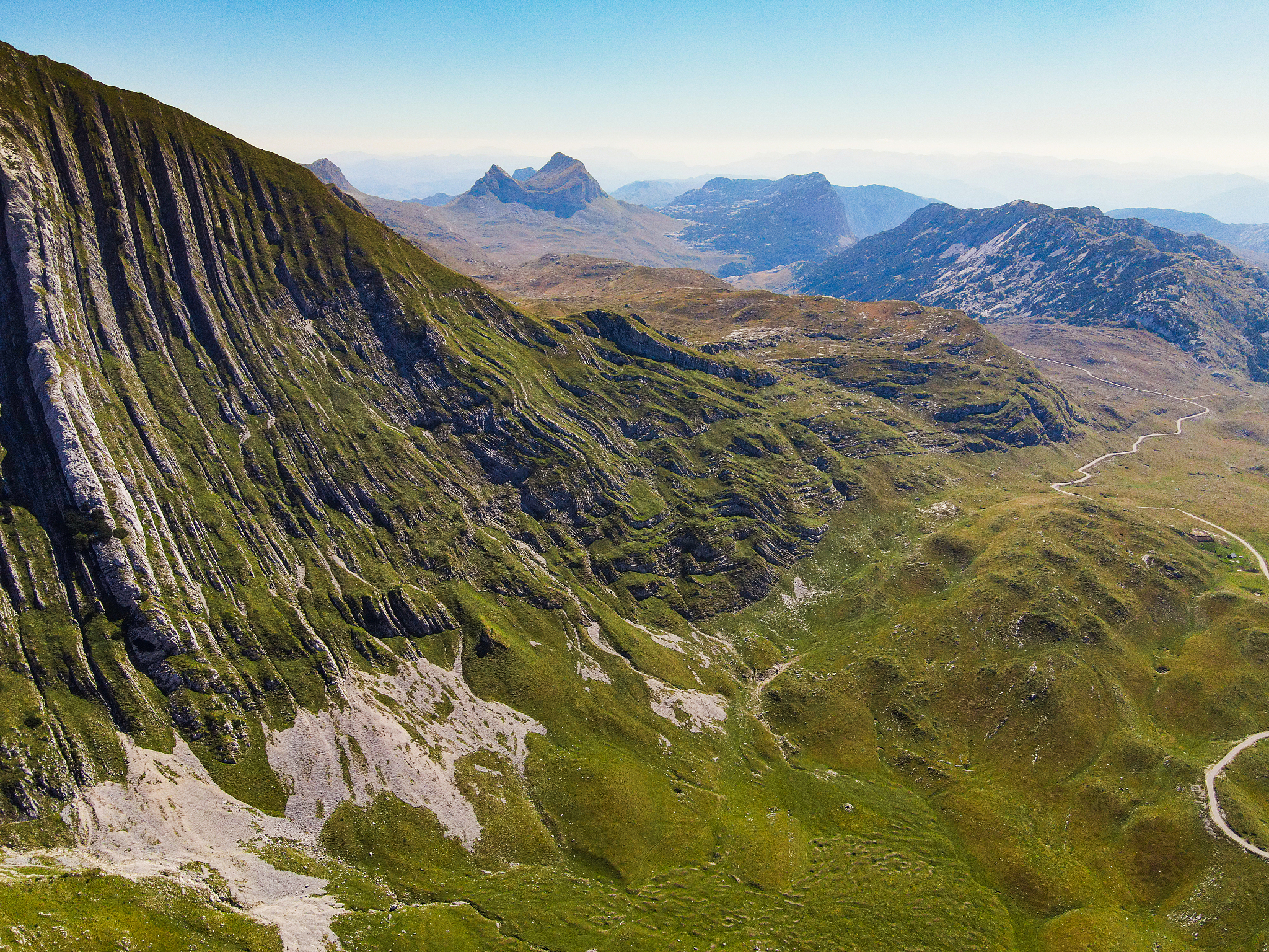 beautiful nature in mountains, aerial view of great mountain ran