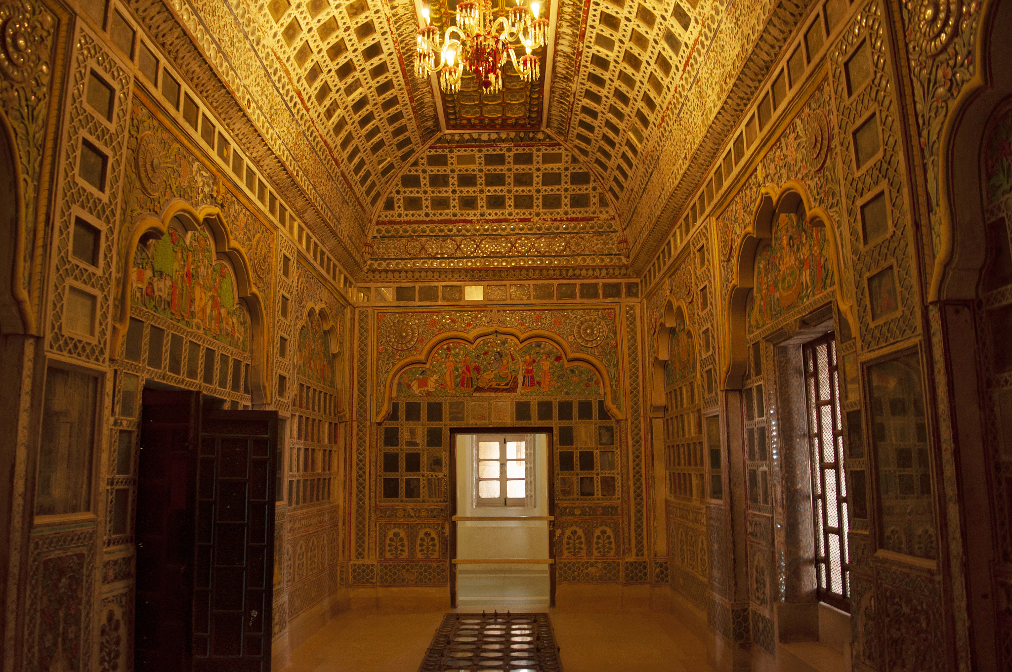 palace interior inside meherangarh fort,  jodhpur, rajasthan, in