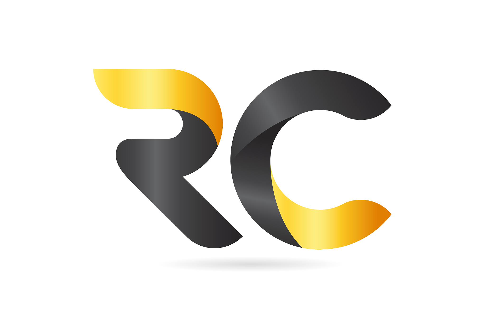 rc r c yellow black alphabet letter logo
