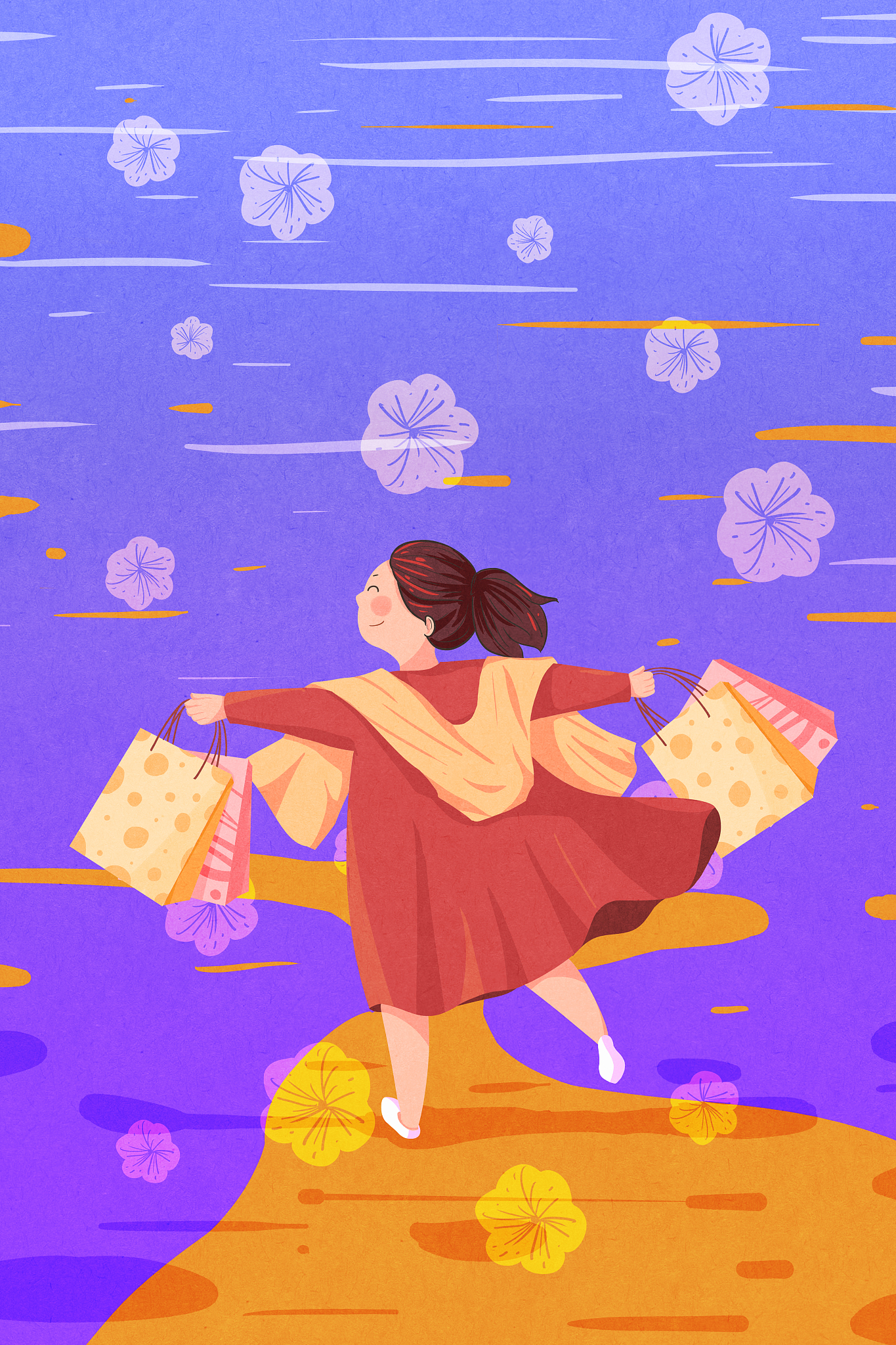女生节插画竖