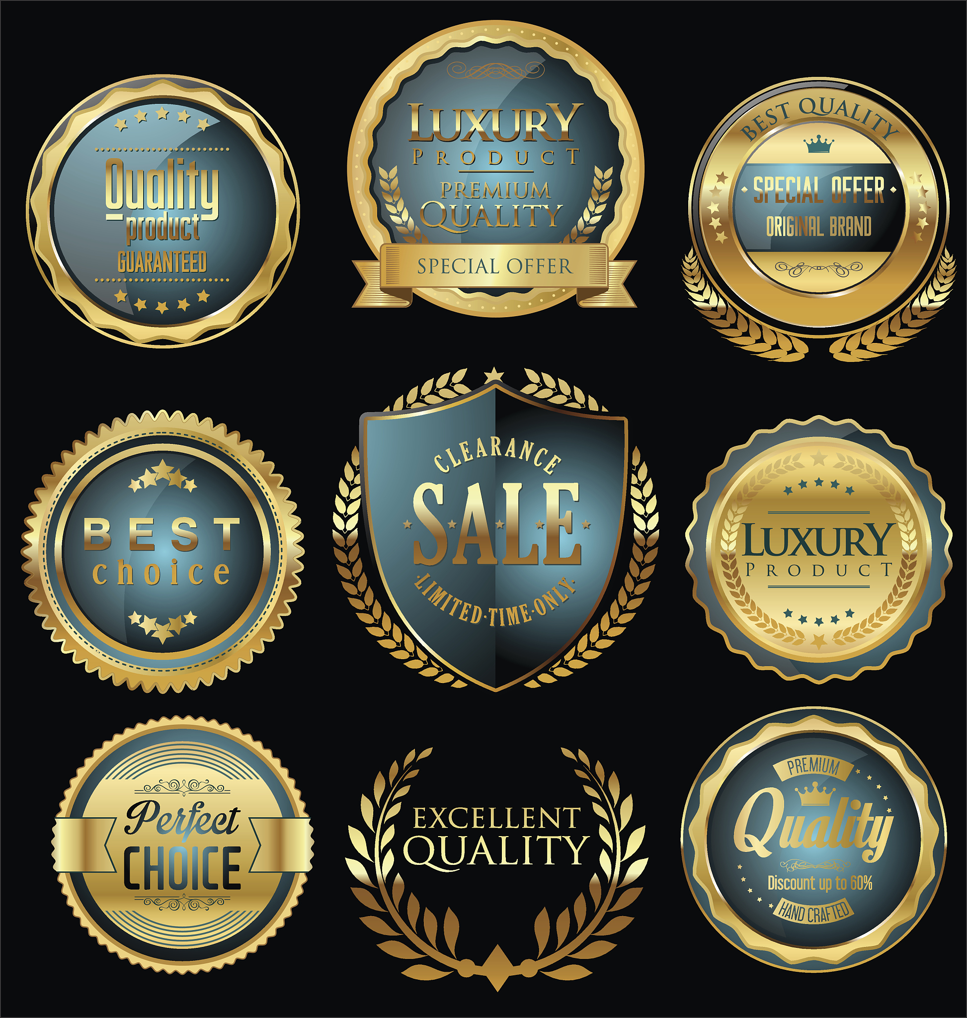 premium and luxury golden retro badges and labels collection