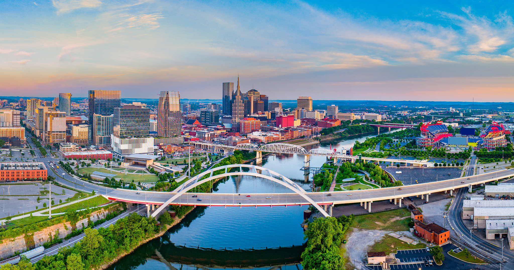 nashville tennessee tn drone skyline aerial