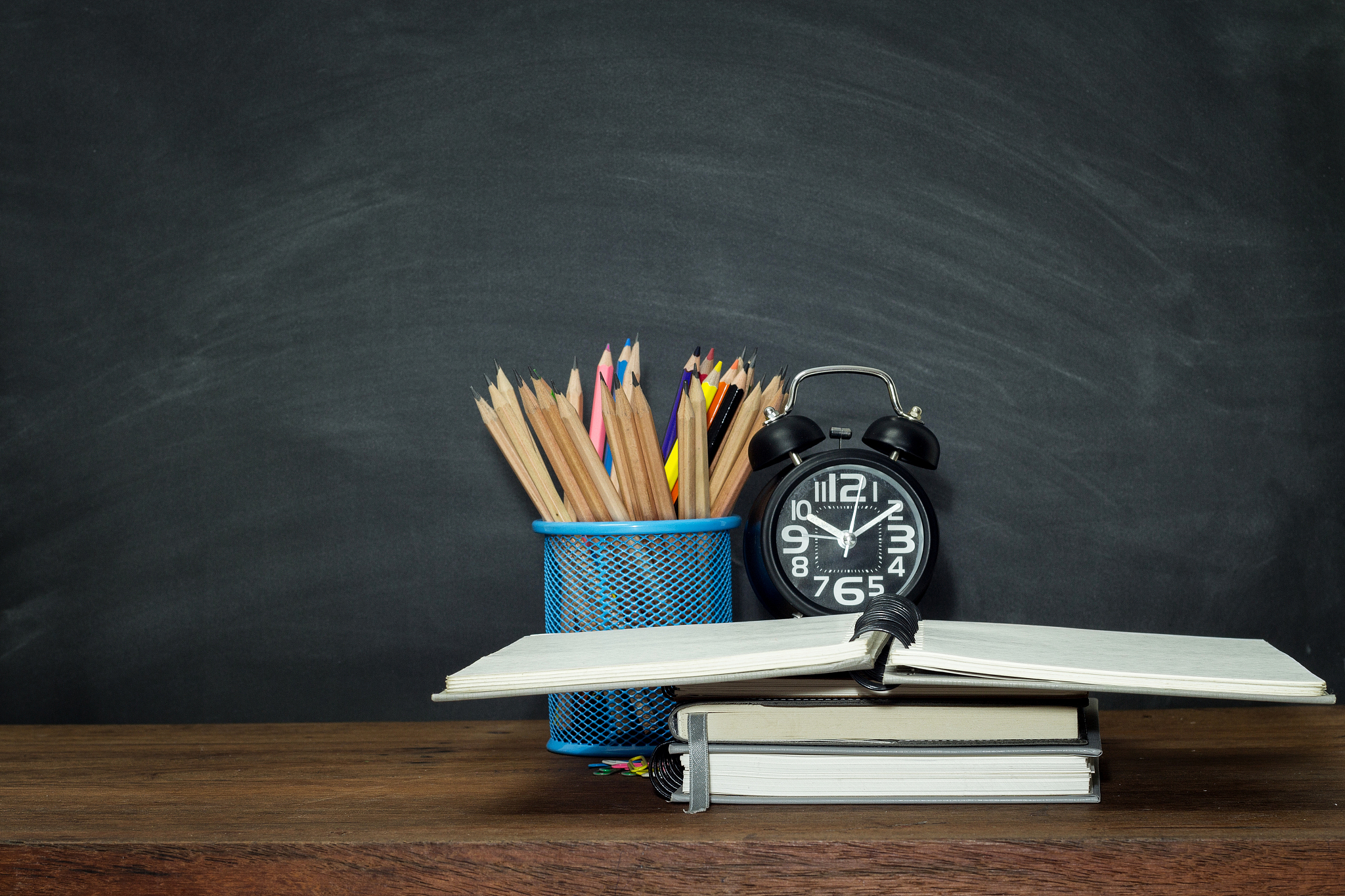 education concept, equipment and supplies for work on a wood tab