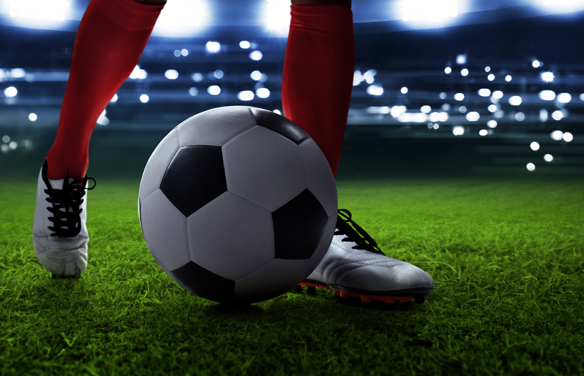 soccer player kicking