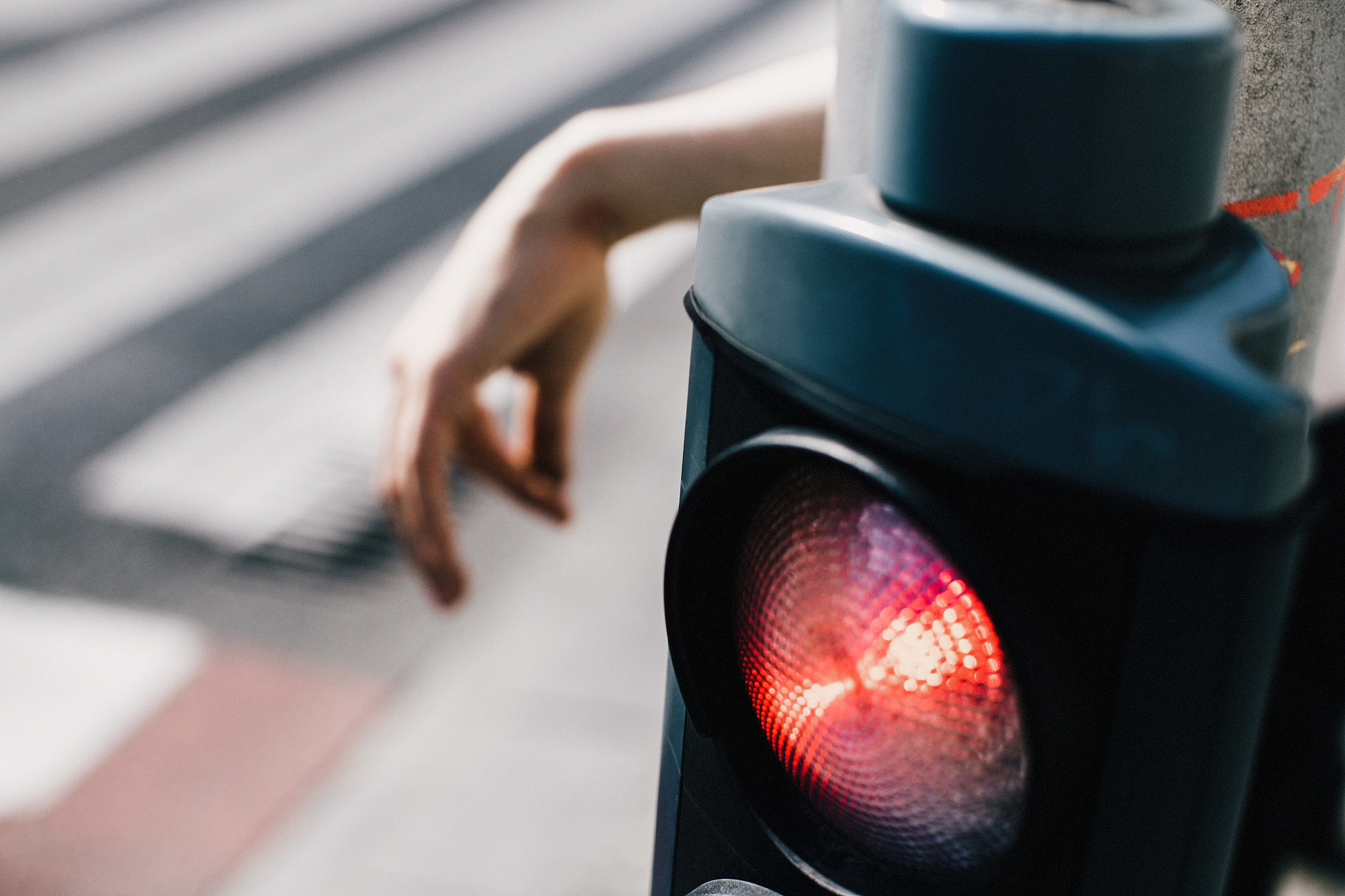 close-up of traffic signal on road
