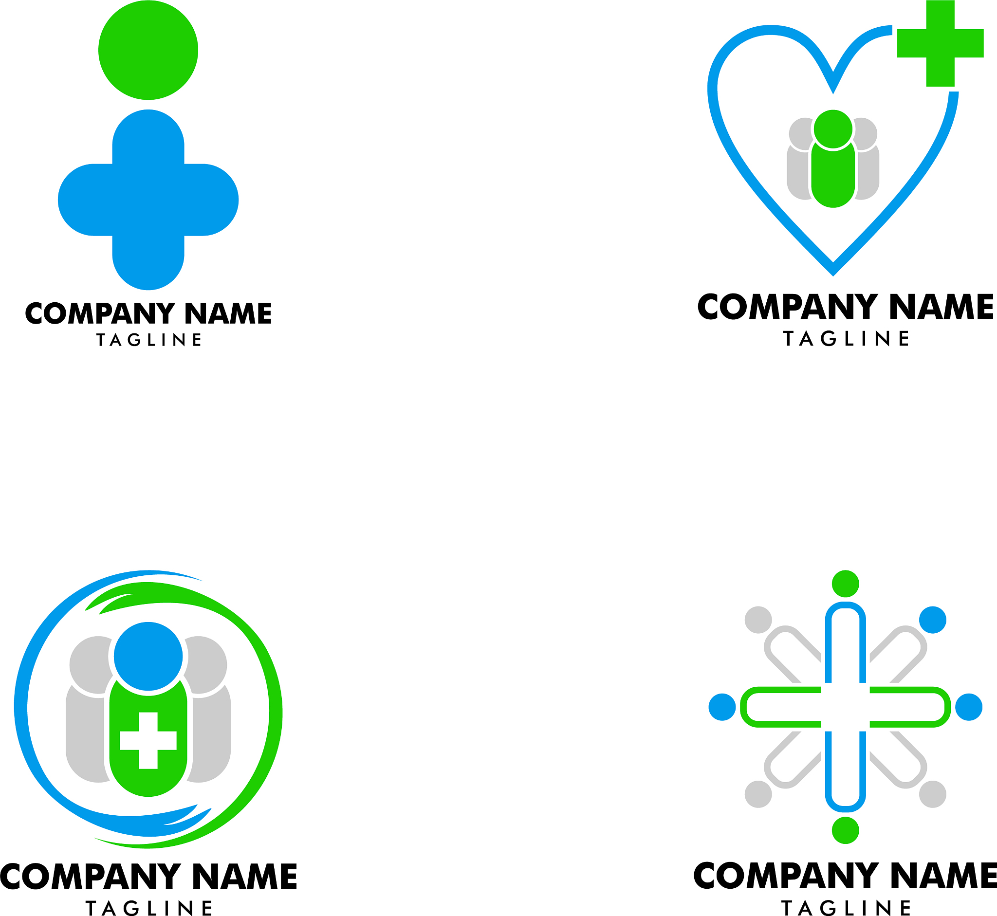 set medical people care logo template