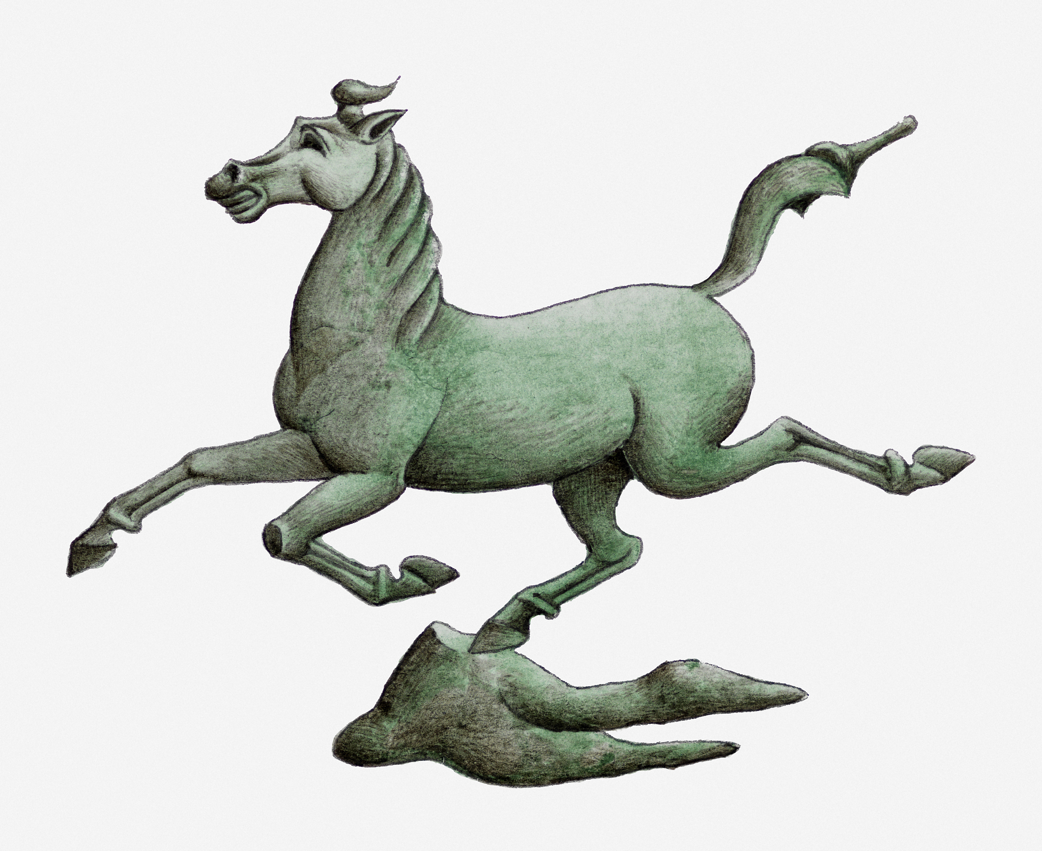 illustration of bronze galloping horse statue from china's easte