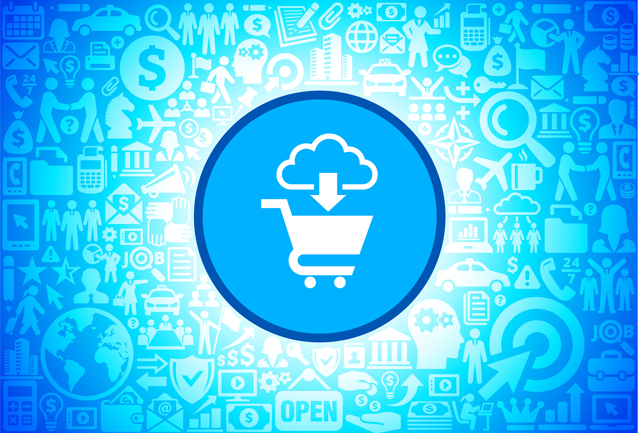 shopping cart cloud computing icon on business and finance vecto
