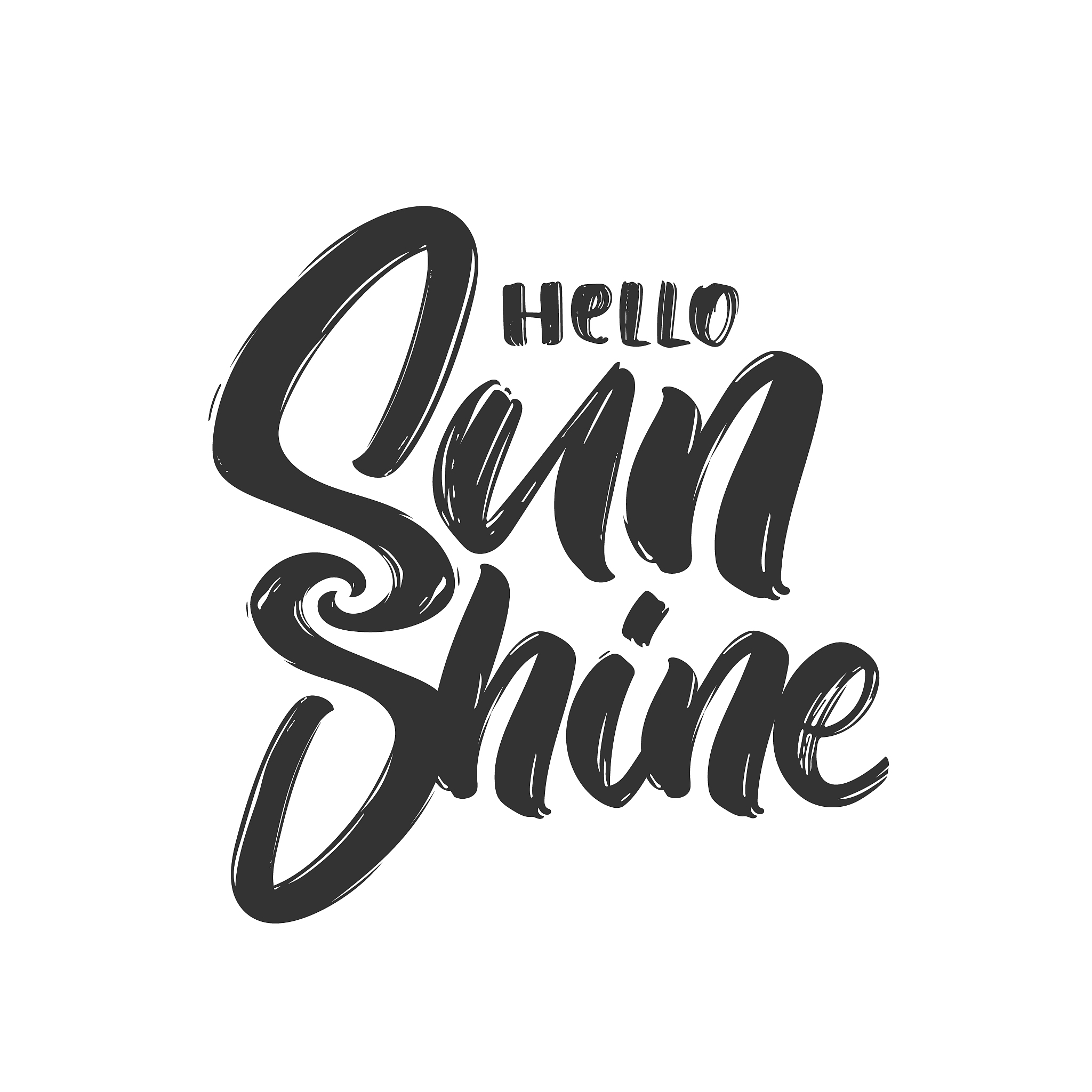 handwritten type lettering composition of hello sunshine