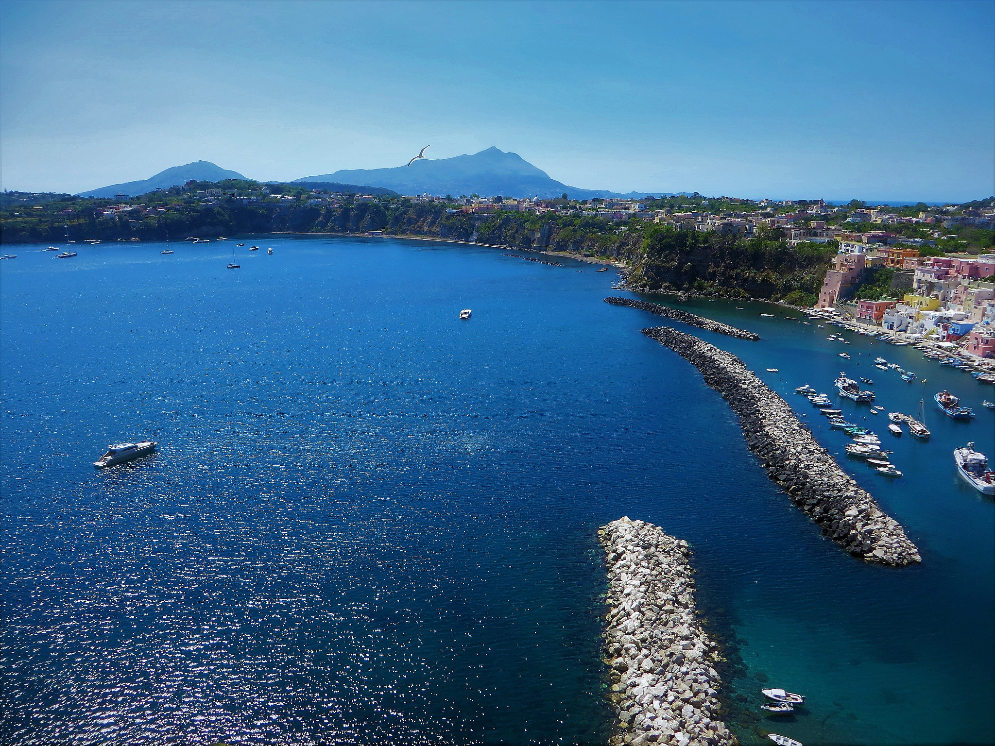 high angle view of sea against sky