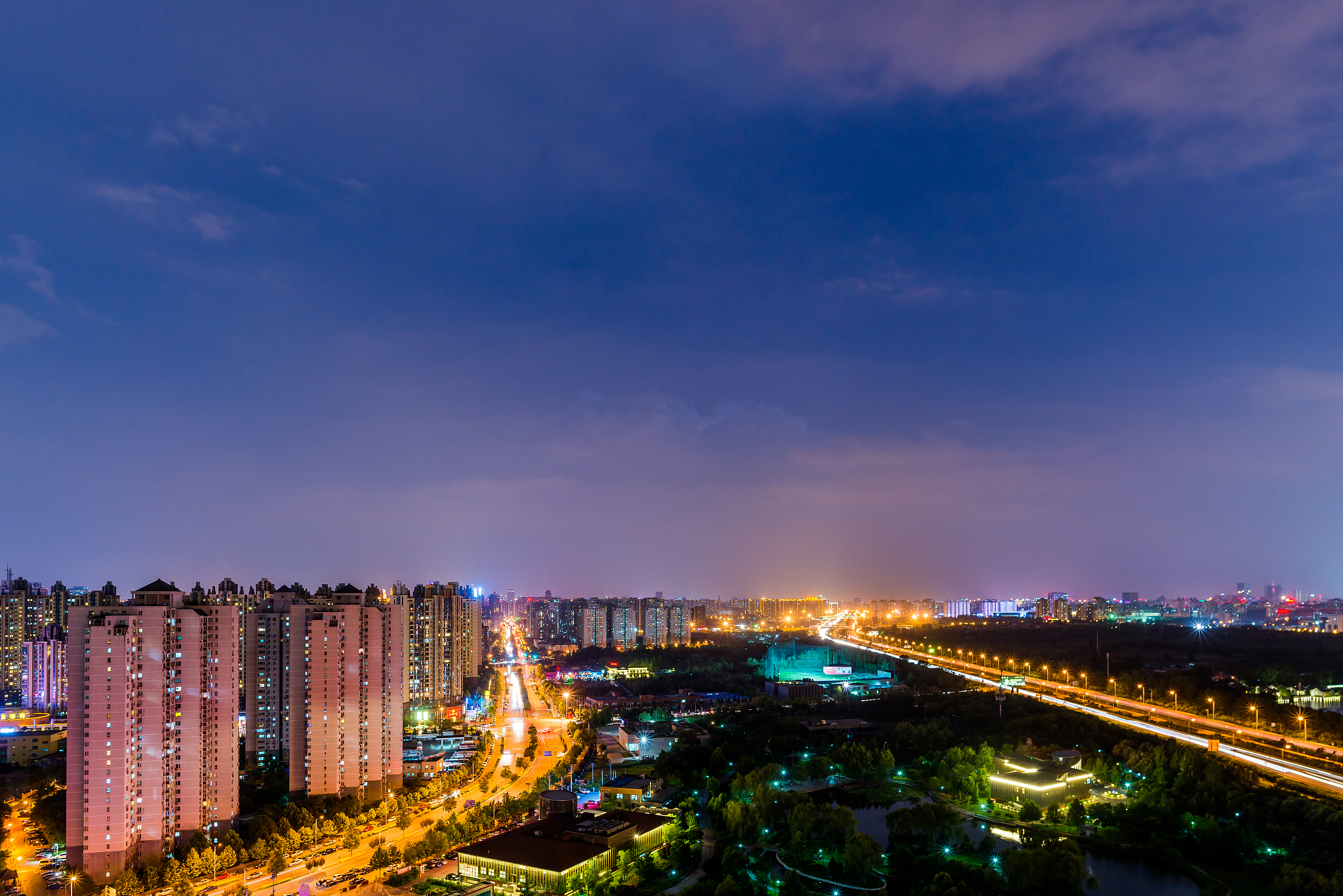 中国北京首都城市建筑夜景