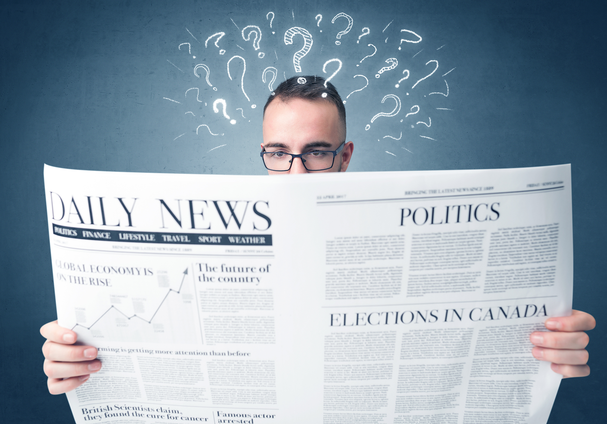 businessman reading newspaper