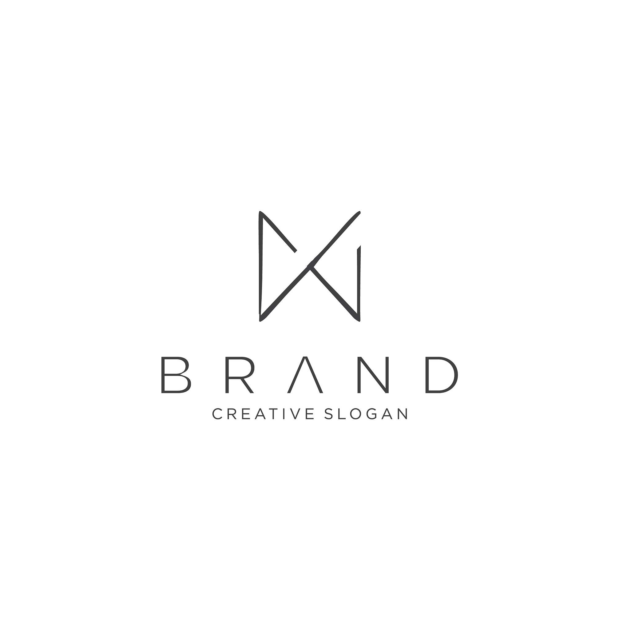 monogram letter m logo with thin black line