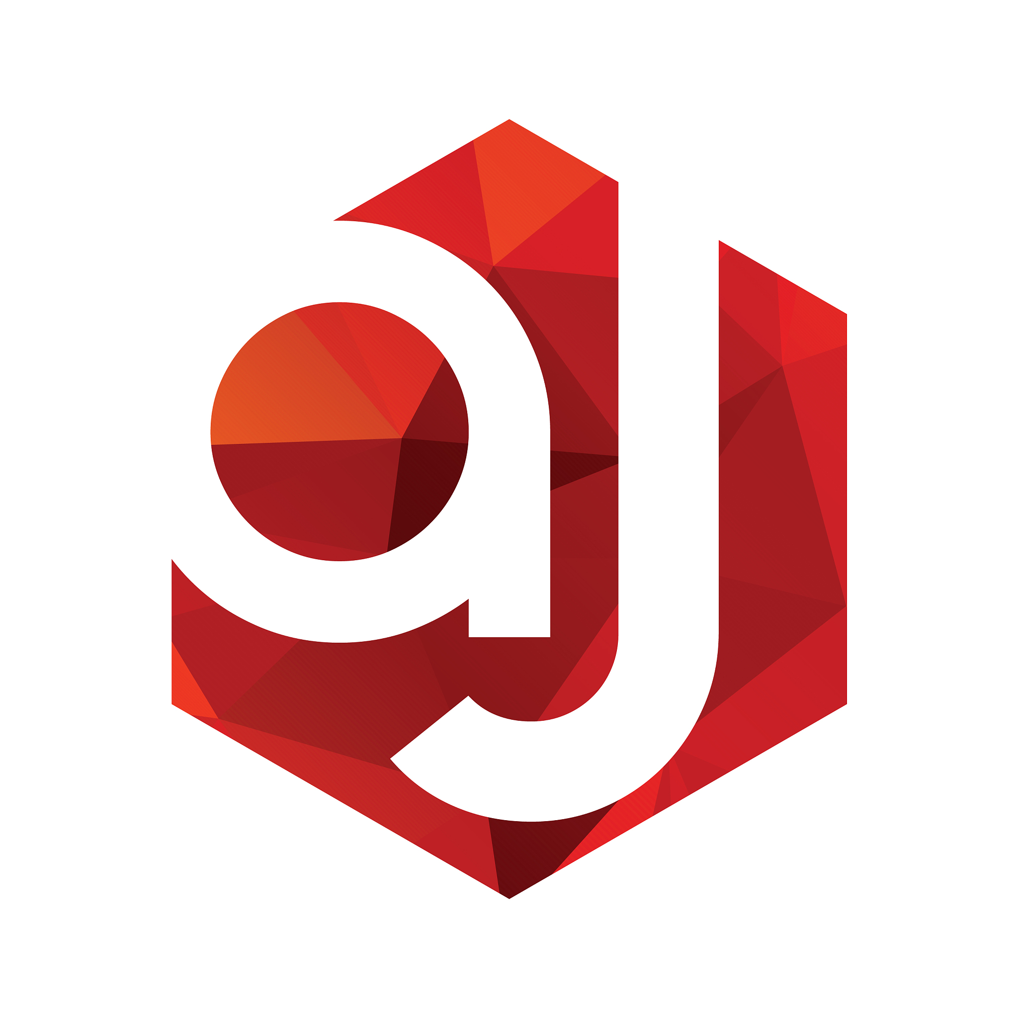 aj red polygonal logo and icon