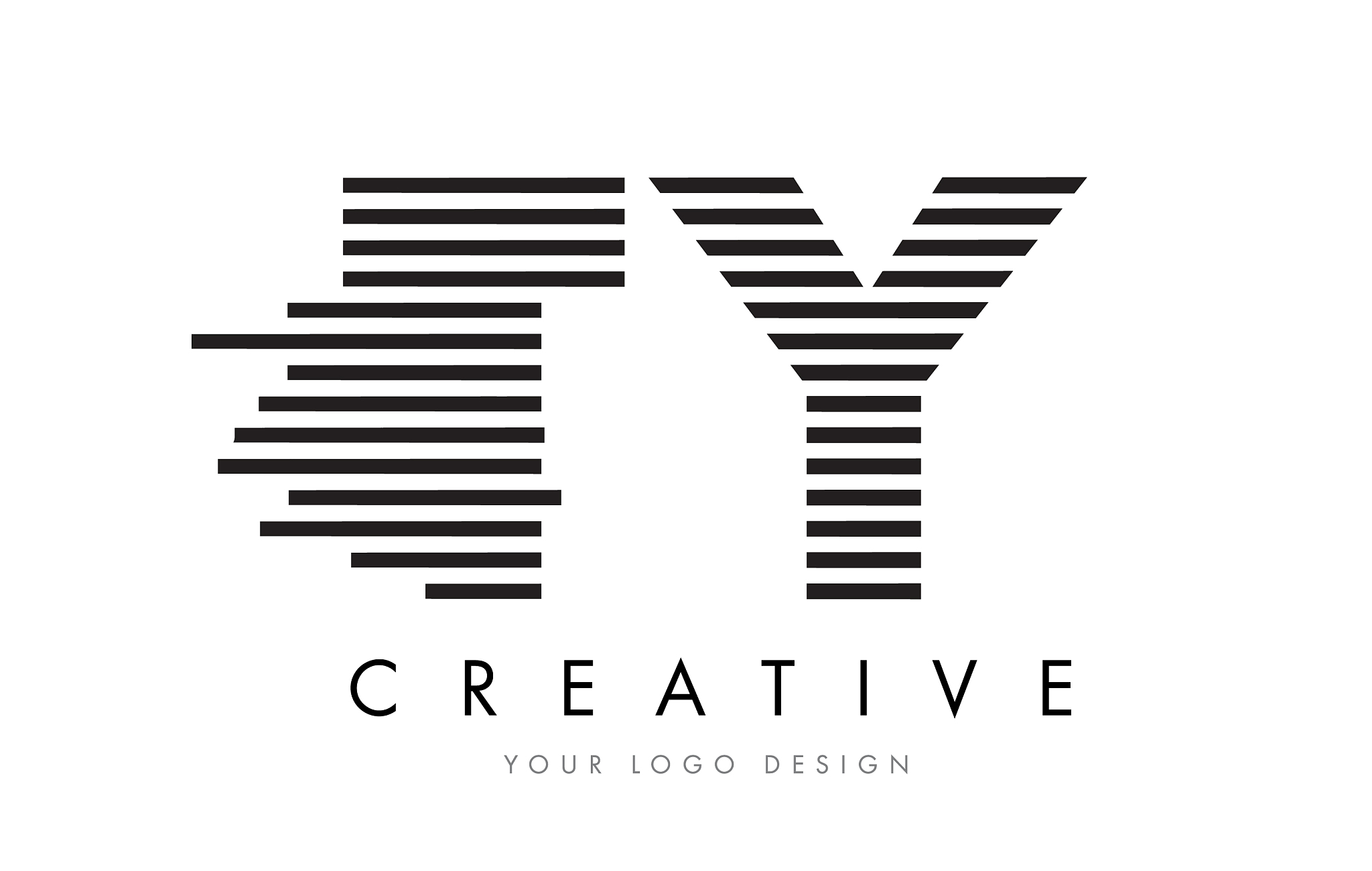 ty t y zebra letter logo design with black and