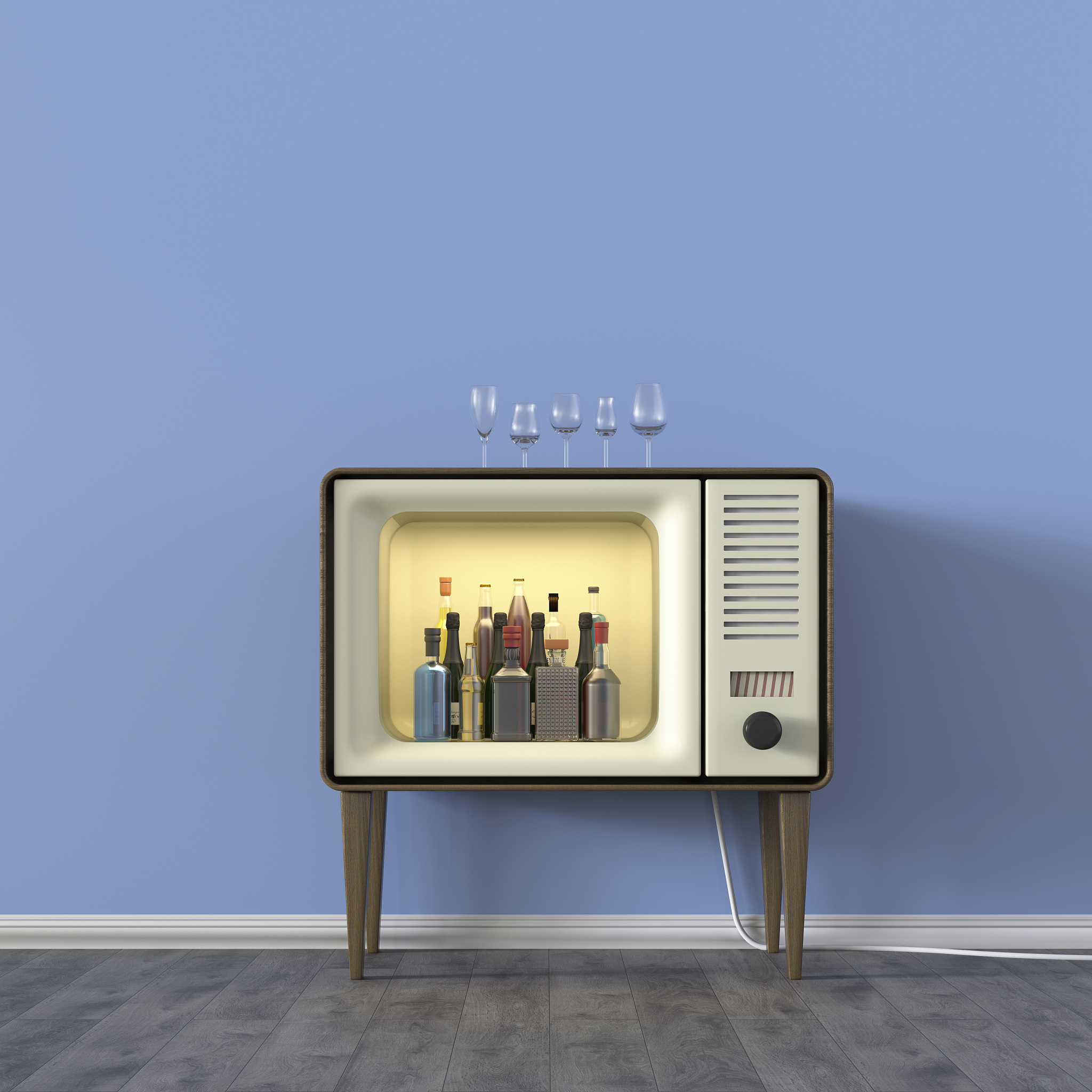 upcycling, bar equipment in retro-styled tv