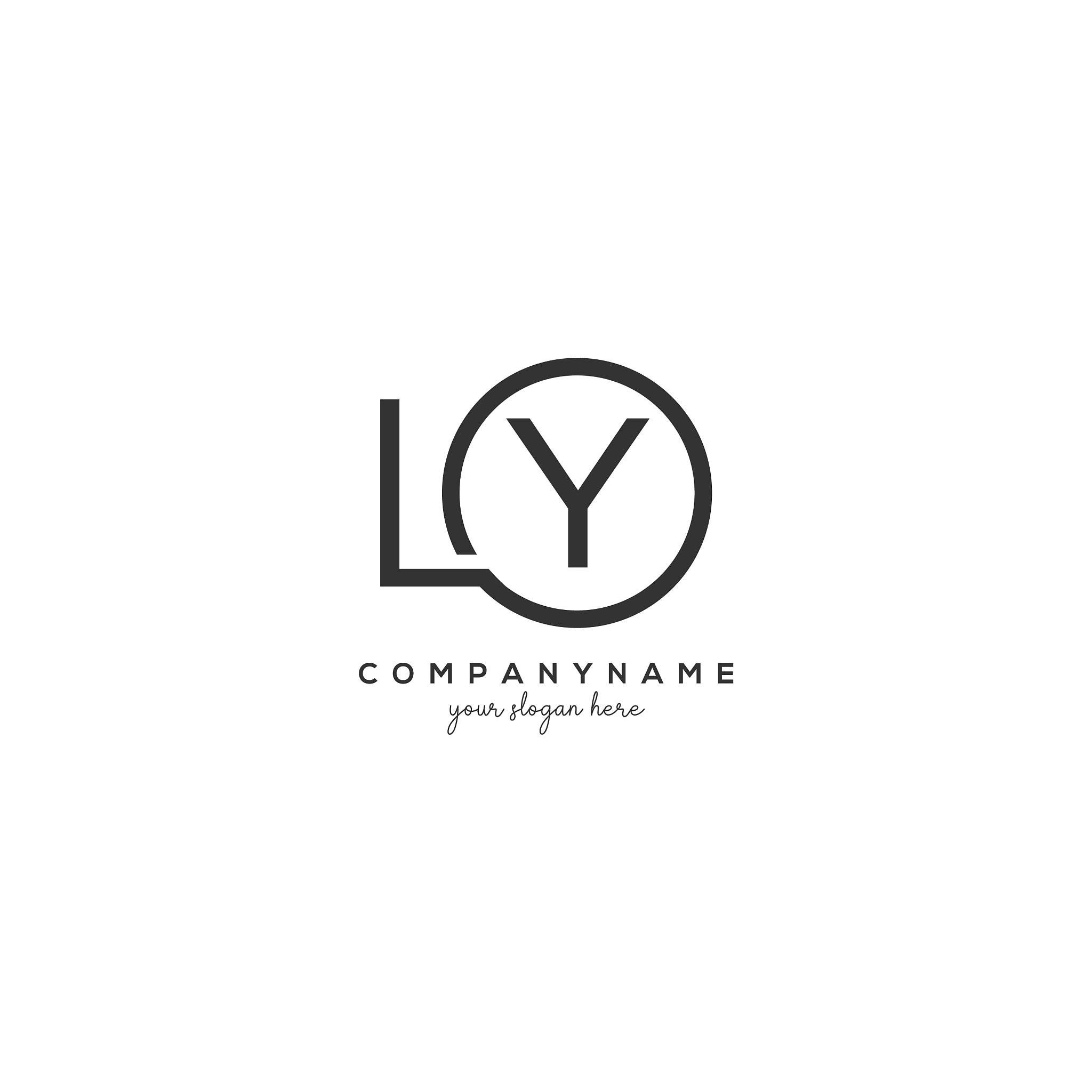 initial ly letter logo with circle template