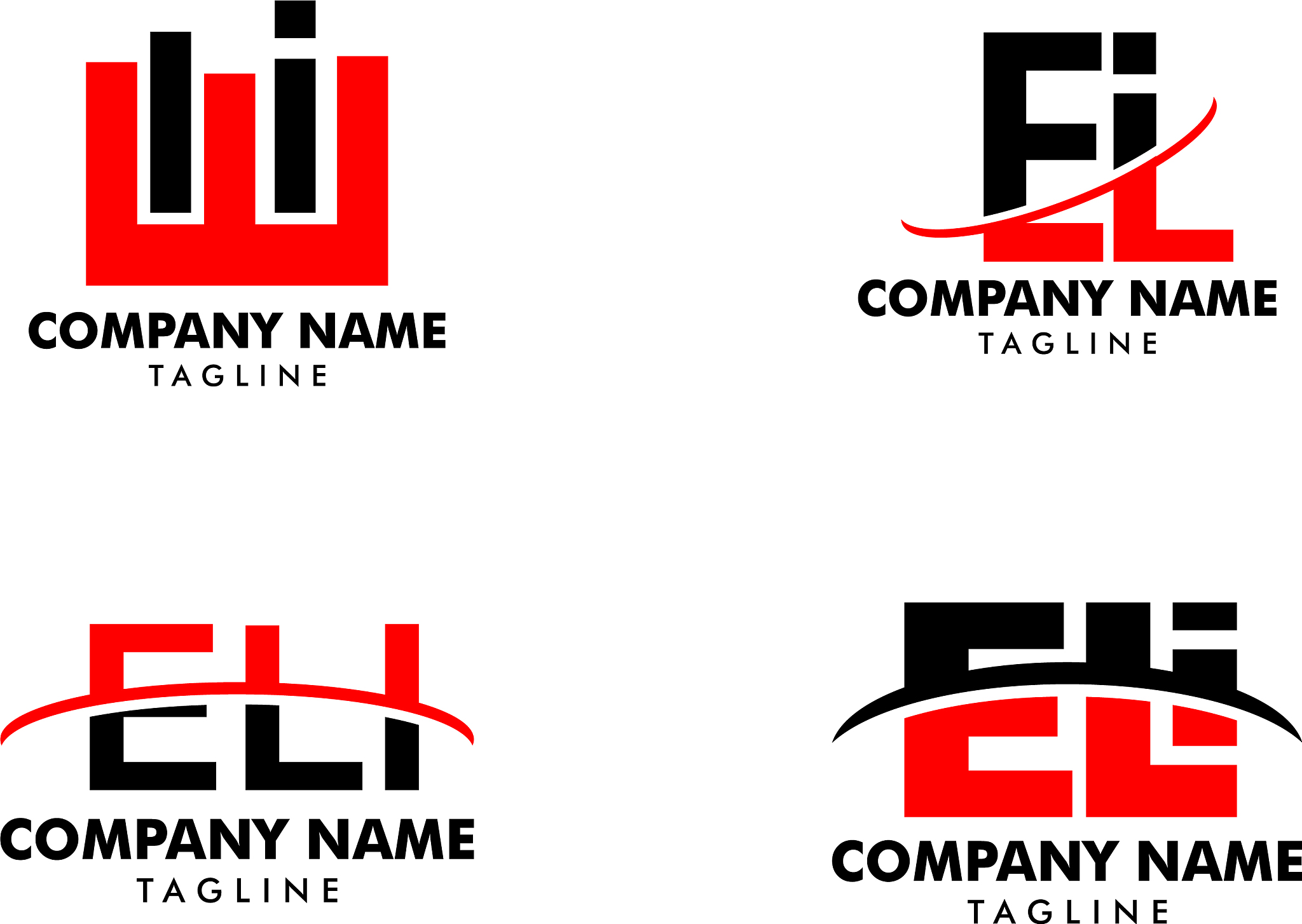 set initial letter logo eli template design