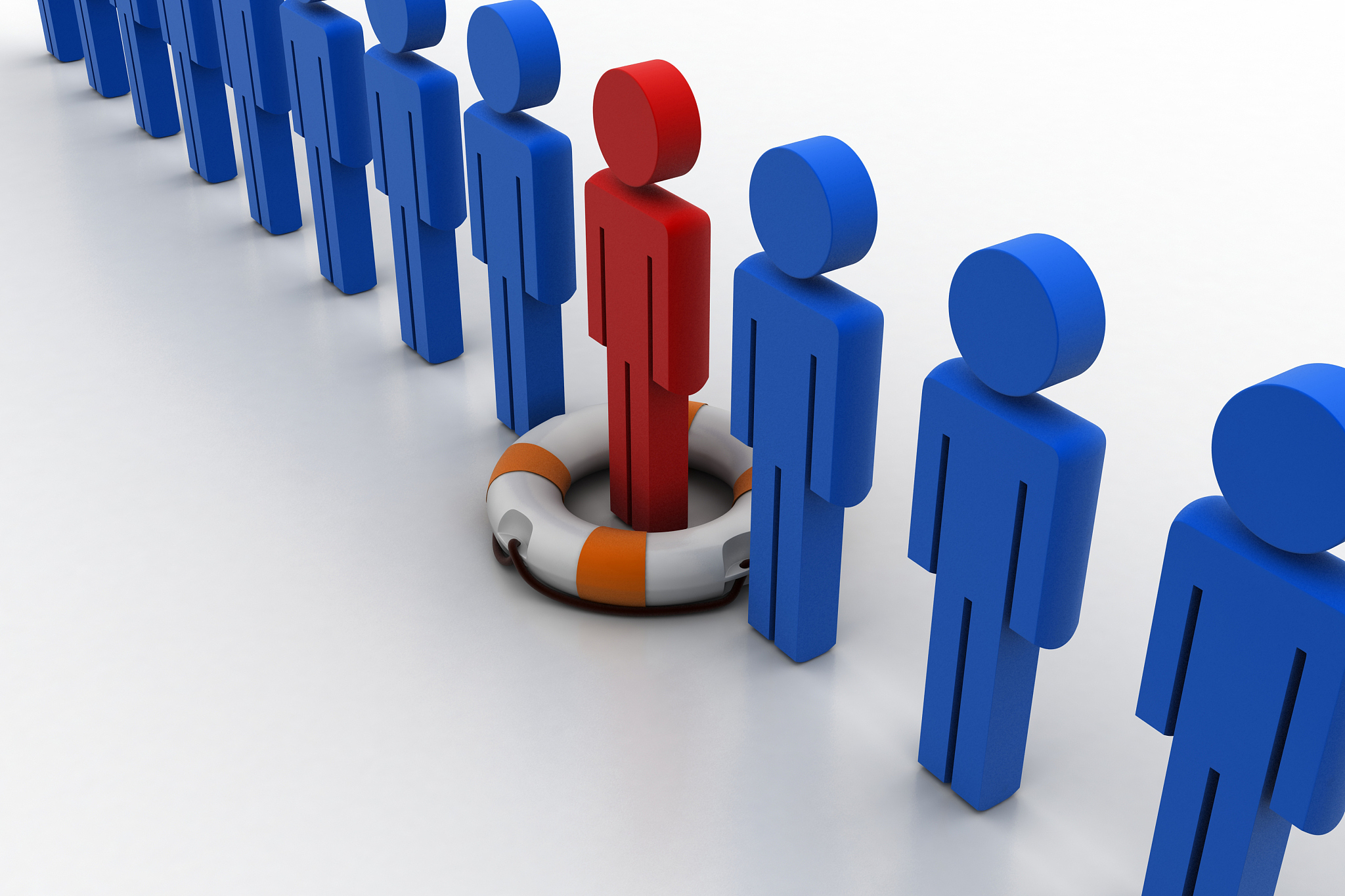 3d people with lifebuoy