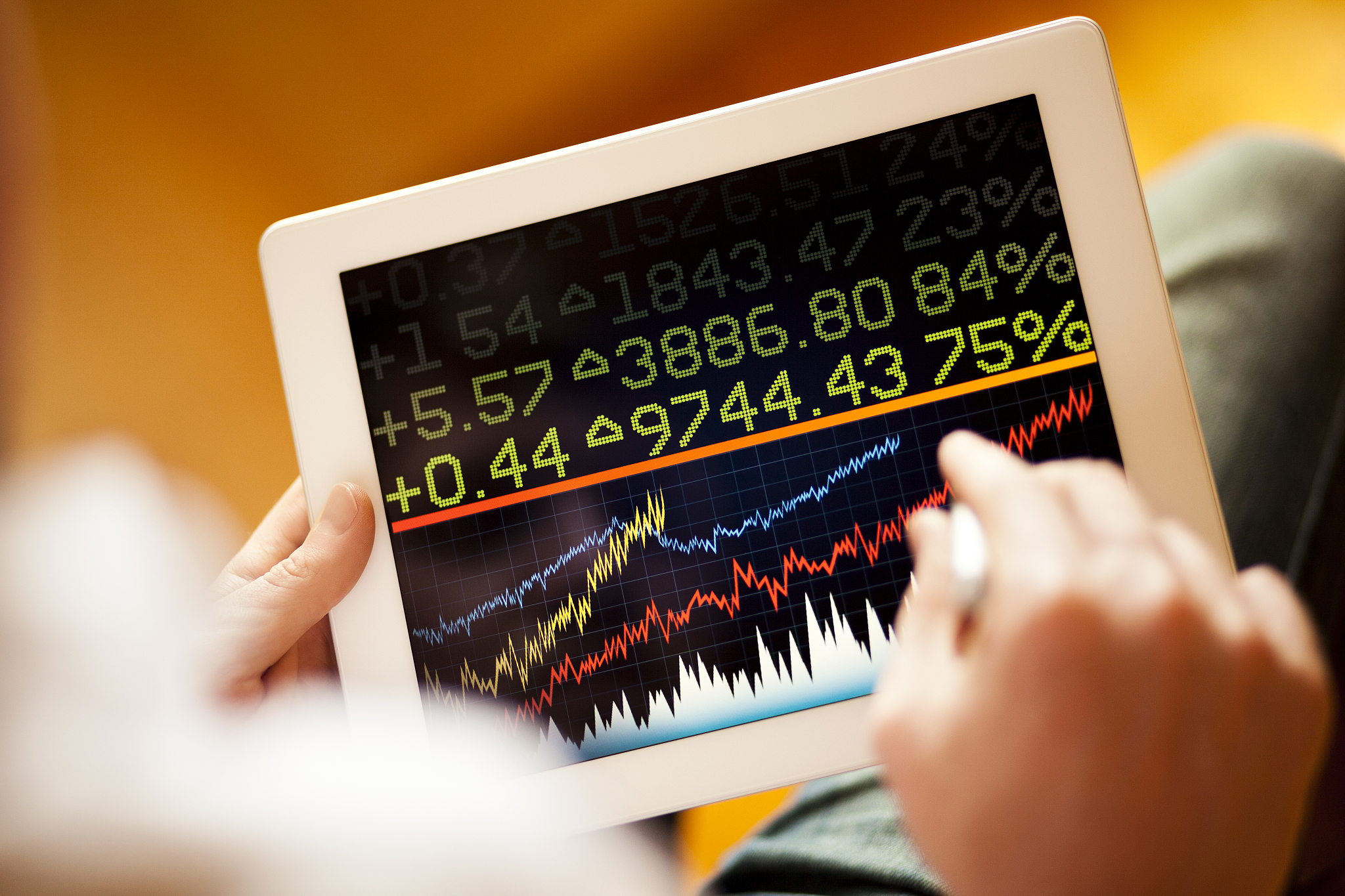stock market on digital tablet