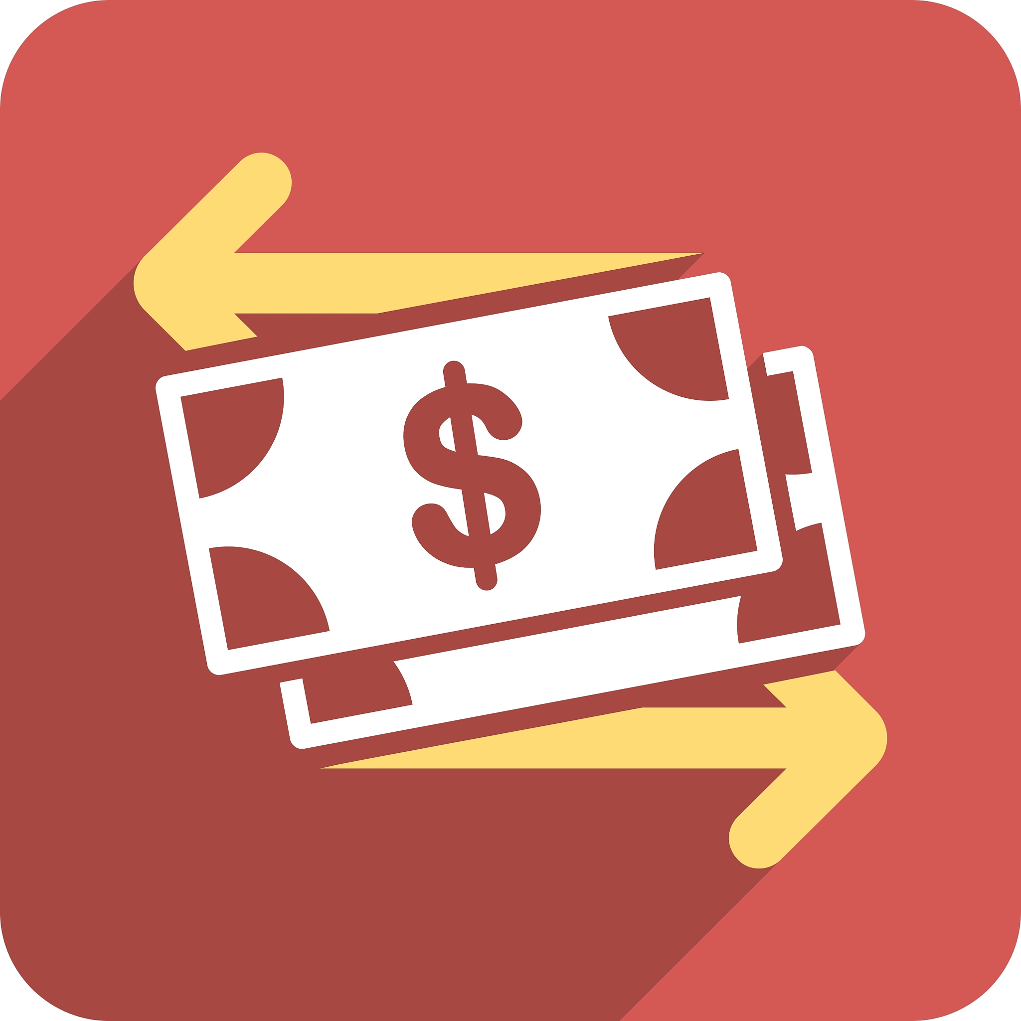 spend banknotes flat rounded square icon with long