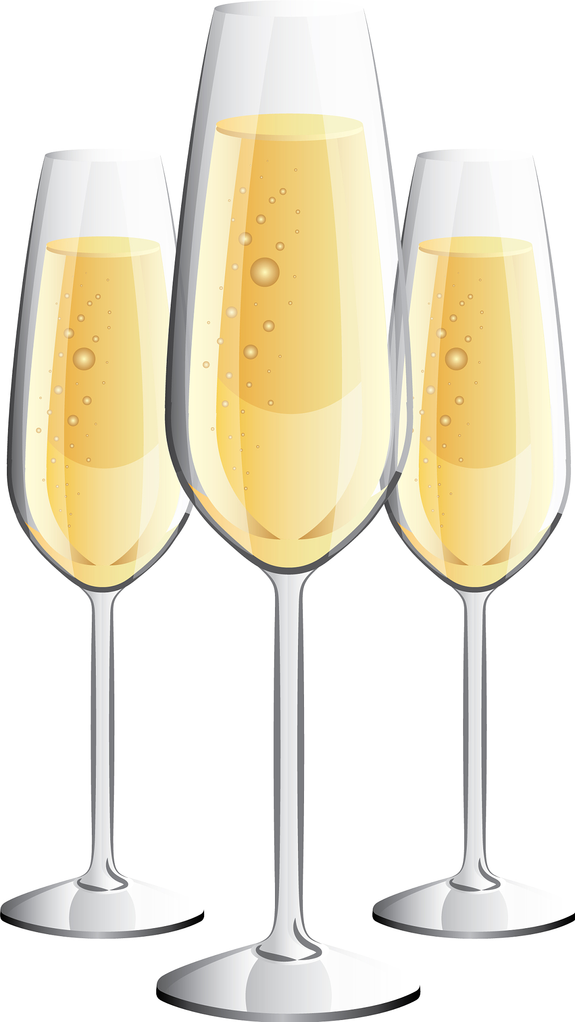 three glasses with champagne alcohol liquid