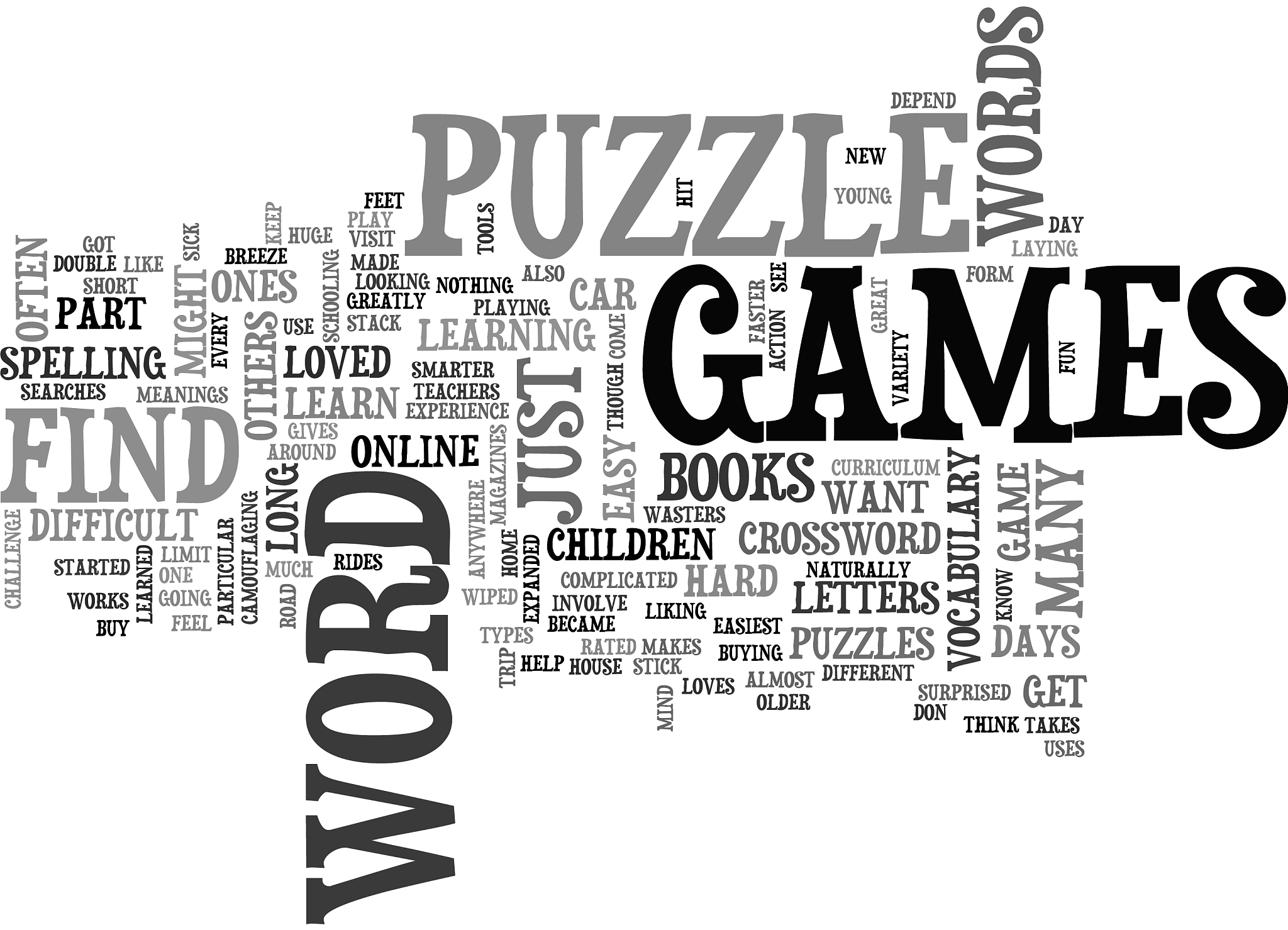 word puzzle games text word cloud concept