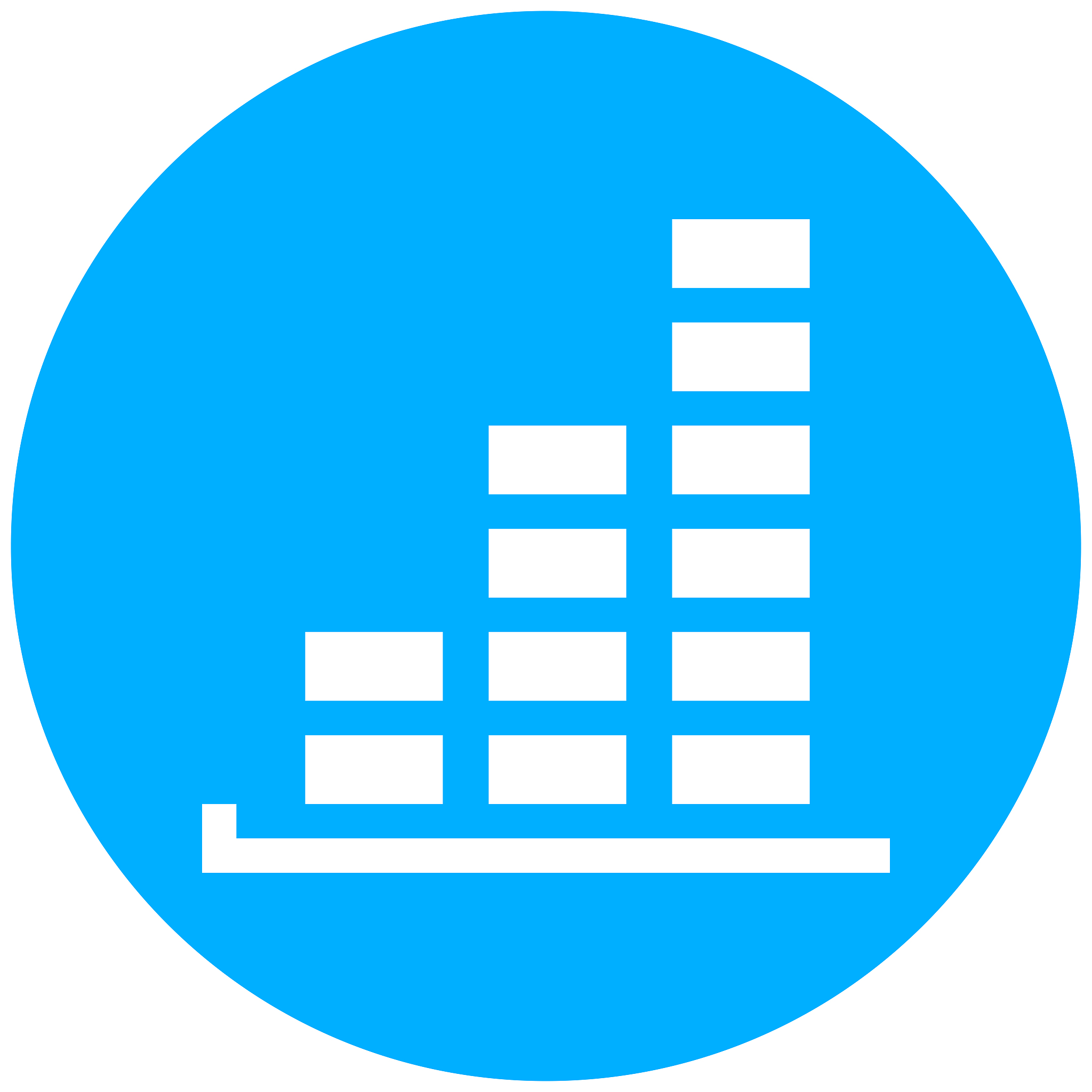 bar graph icon on a round button. - roundseries